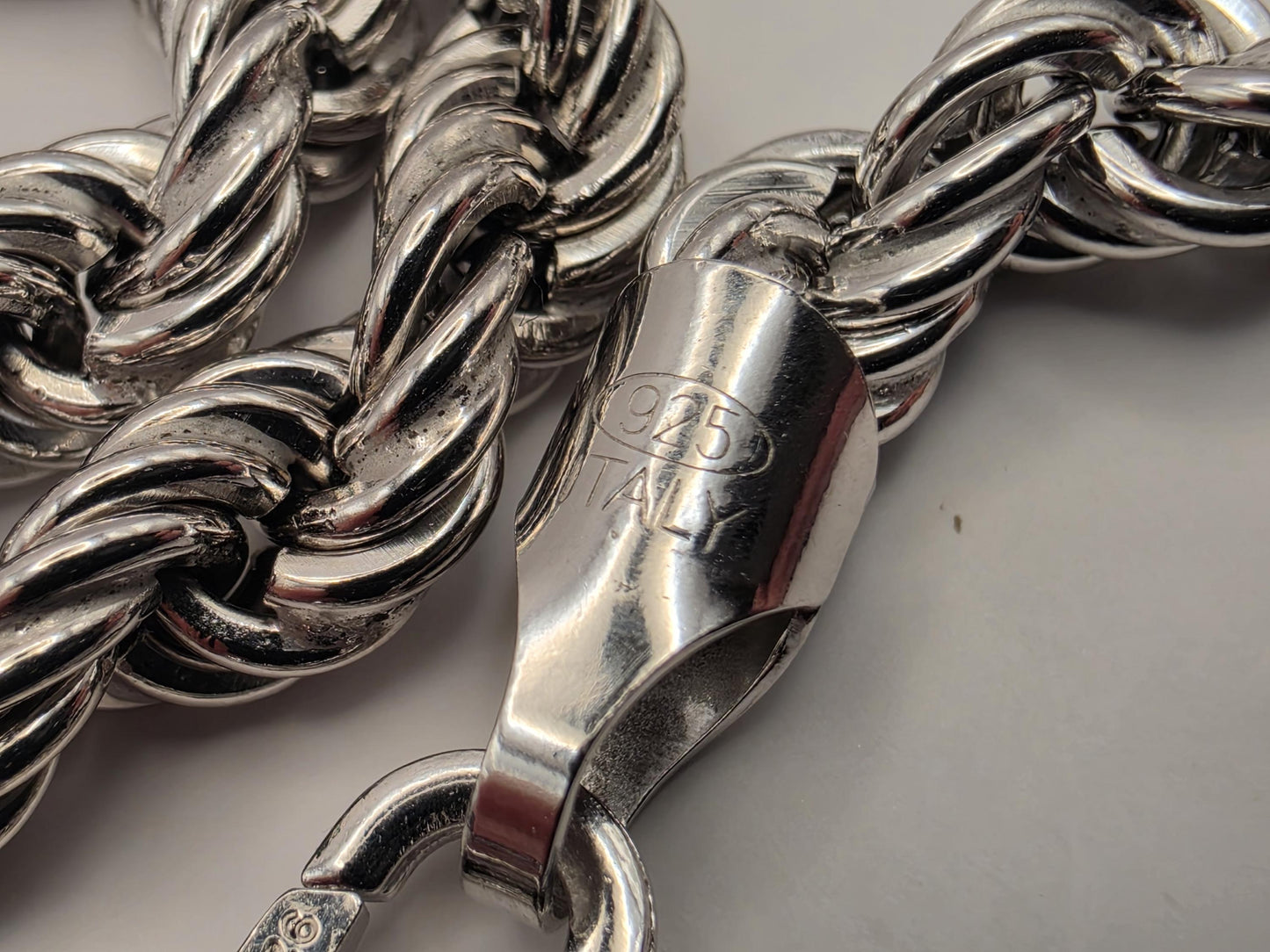 Sterling Silver Rope Chain Necklace 24 Inch 6mm 27.9 Grams Long Twisted Mens Unisex Statement Jewelry Gift for Him