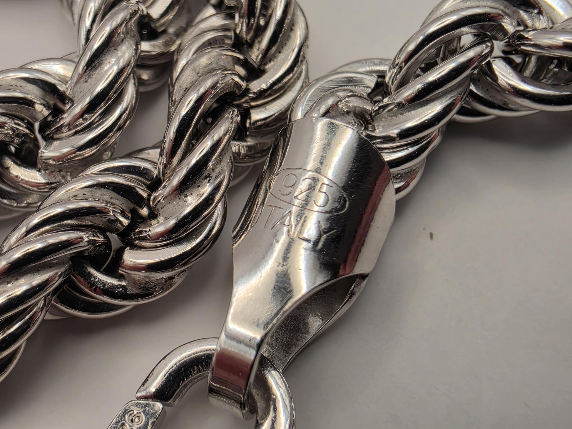 Sterling Silver Rope Chain Necklace 24 Inch 6mm 27.9 Grams Long Twisted Mens Unisex Statement Jewelry Gift for Him