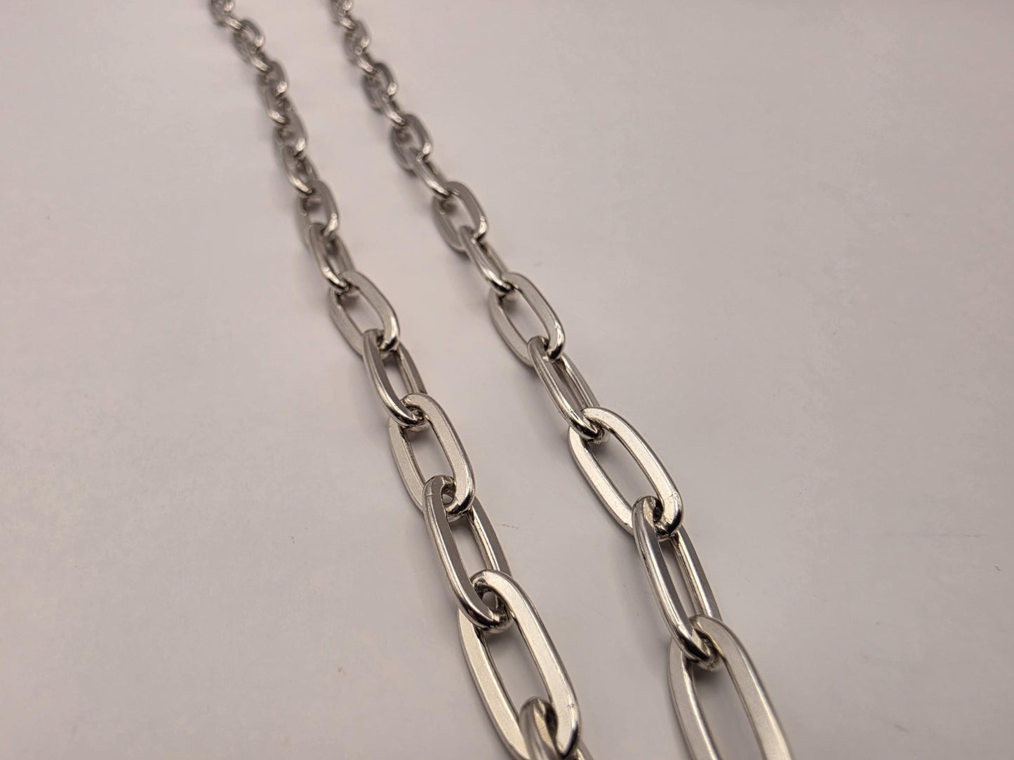 Sterling Silver Paperclip Chain Necklace 20 Inch 5.72mm 24.6 Grams Wide Elongated Link Unisex Statement Jewelry Gift