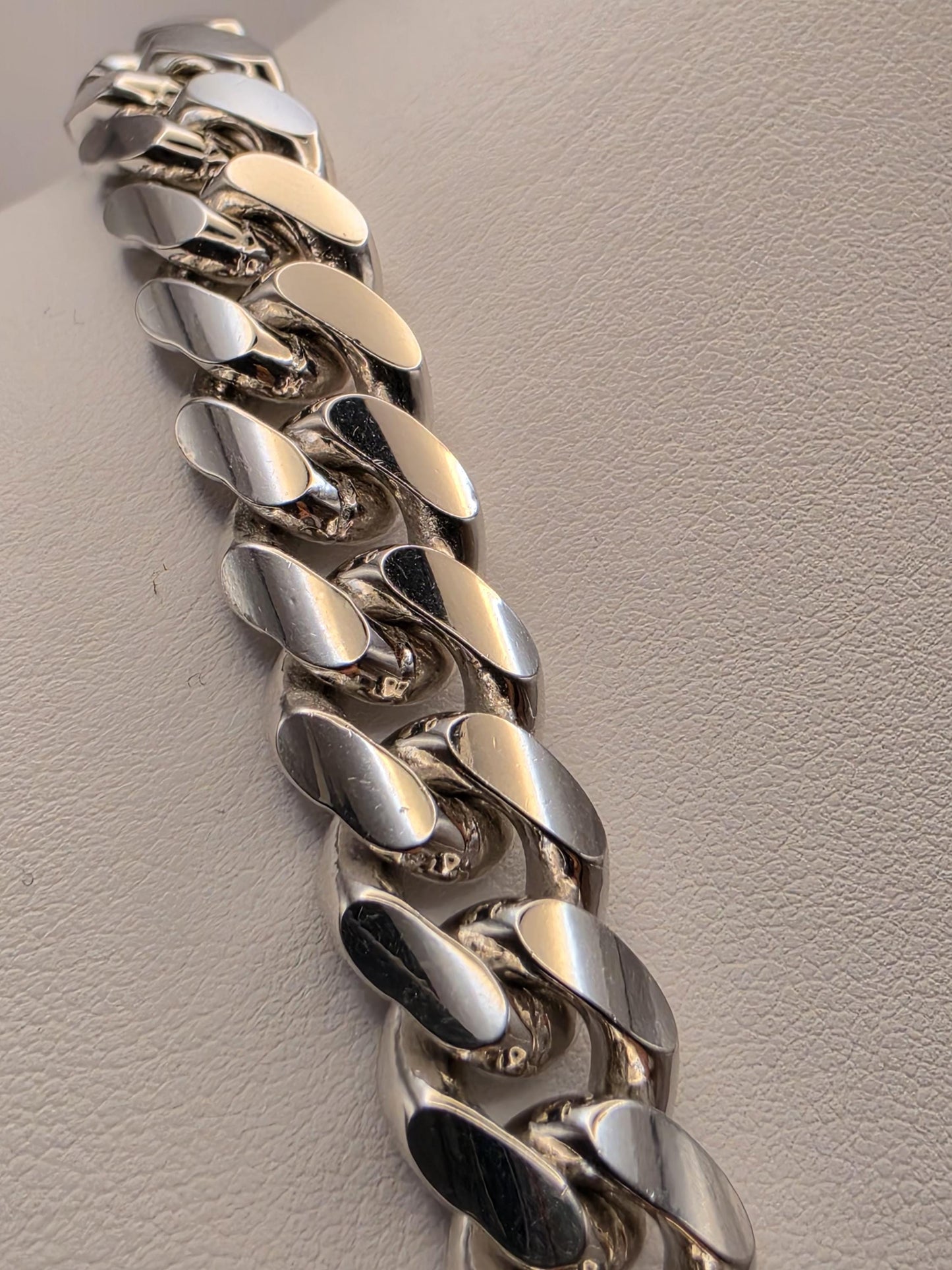 Heavy Sterling Silver Cuban Link Chain 22 Inch 12mm Mens 184.5 Grams Extra Thick Curb Necklace Box Clasp Statement