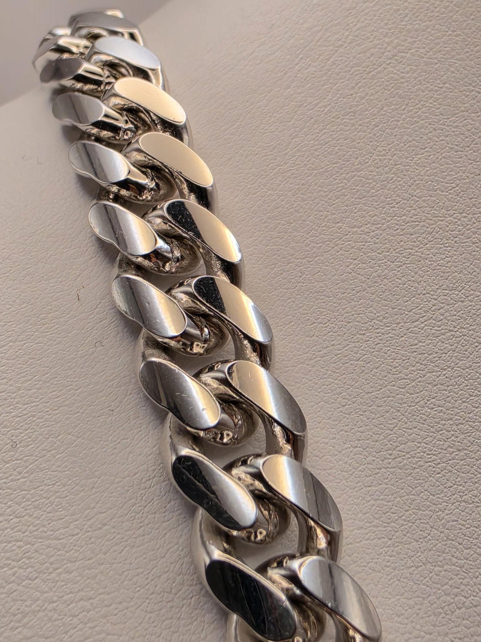 Heavy Sterling Silver Cuban Link Chain 22 Inch 12mm Mens 184.5 Grams Extra Thick Curb Necklace Box Clasp Statement