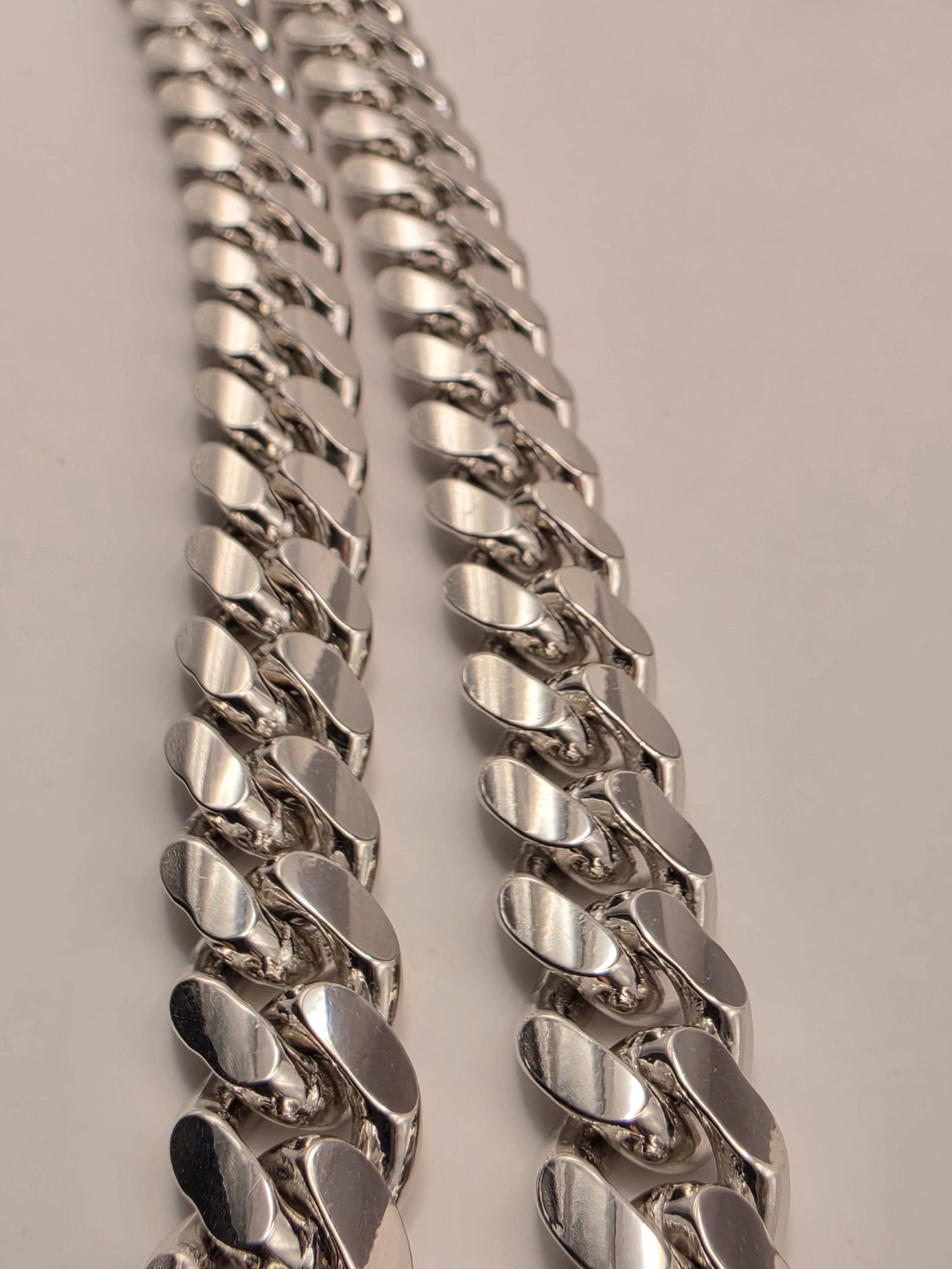 Heavy Sterling Silver Cuban Link Chain 22 Inch 12mm Mens 184.5 Grams Extra Thick Curb Necklace Box Clasp Statement