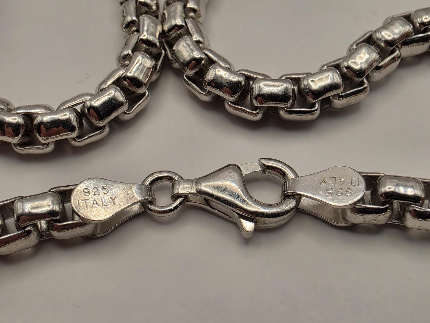 Sterling Silver Box Chain Necklace 22 Inch 4.5mm Mens Heavy Square Link 49.2 Grams Solid Look Unisex Jewelry Gift
