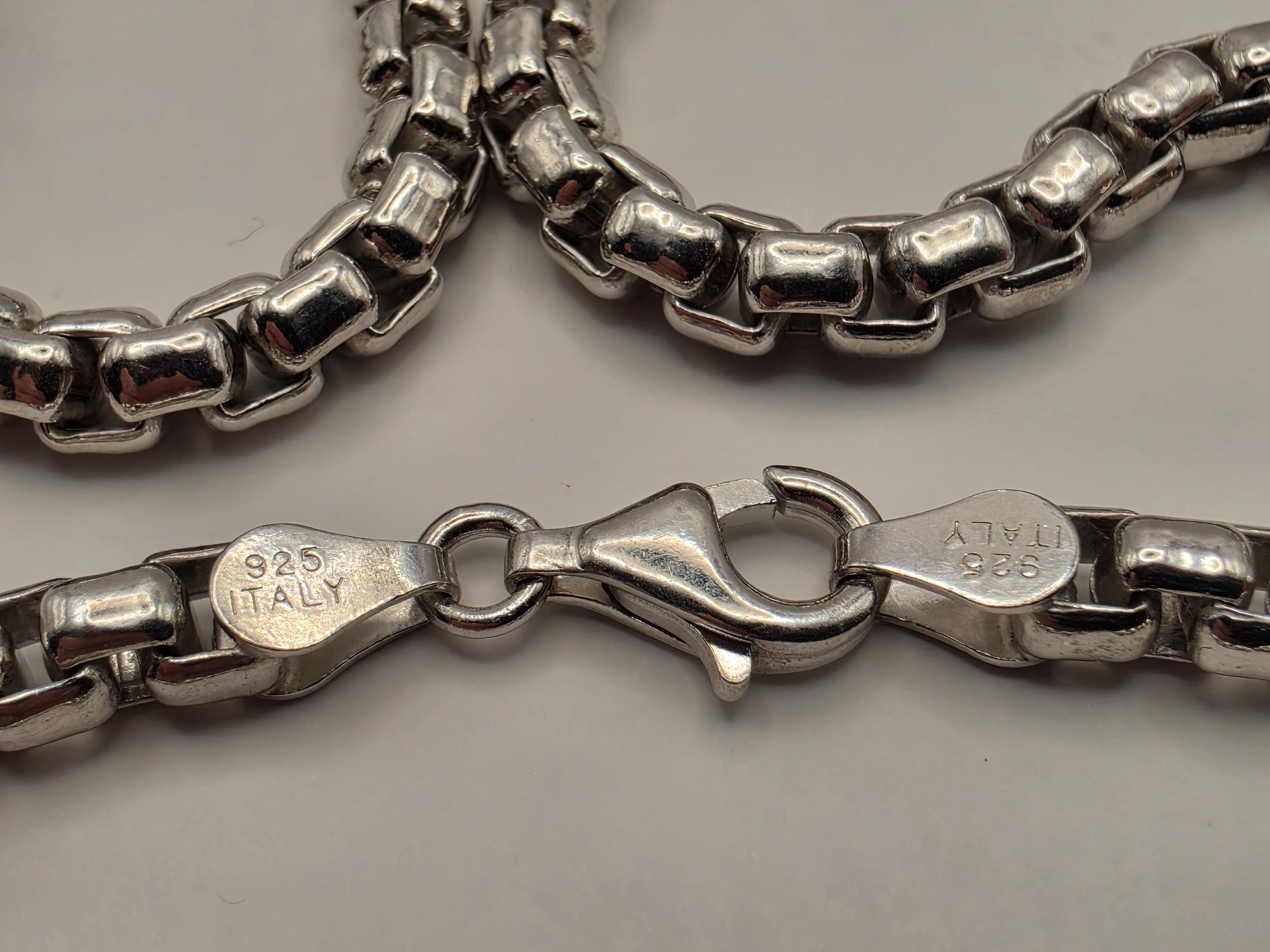 Sterling Silver Box Chain Necklace 22 Inch 4.5mm Mens Heavy Square Link 49.2 Grams Solid Look Unisex Jewelry Gift