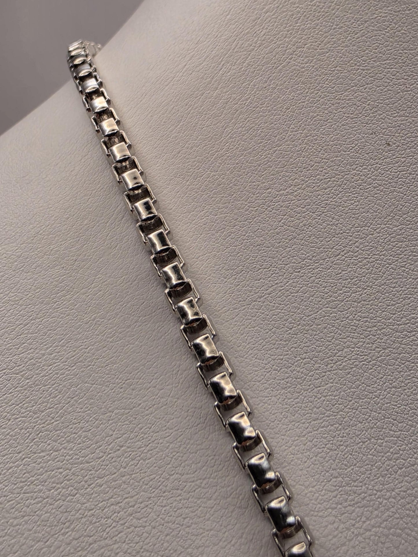 Sterling Silver Box Chain Necklace 22 Inch 3.8mm Mens Square Link 34.4 Grams Unisex Everyday Chain Jewelry Gift for Him