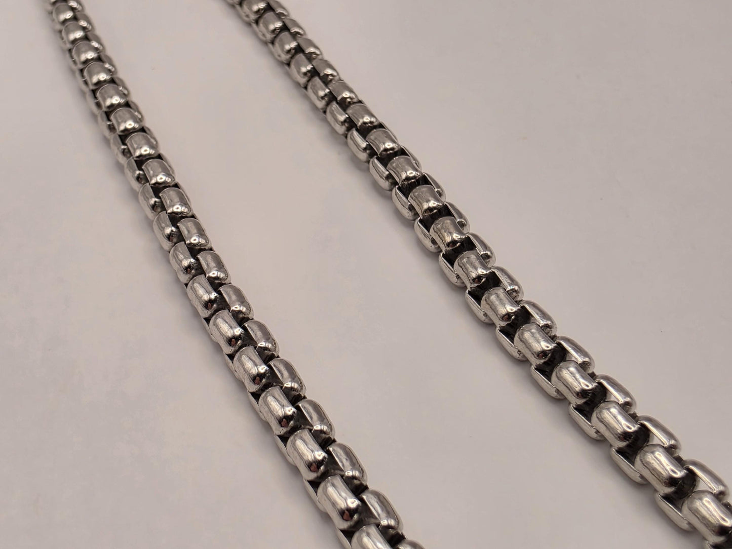 Sterling Silver Box Chain Necklace 20 Inch 3.55mm Mens Square Link 30.8 Grams Unisex Everyday Layering Jewelry Gift