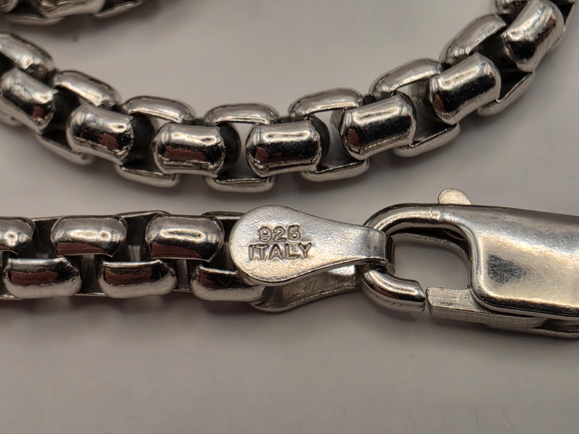 Sterling Silver Box Chain Necklace 20 Inch 3.55mm Mens Square Link 30.8 Grams Unisex Everyday Layering Jewelry Gift