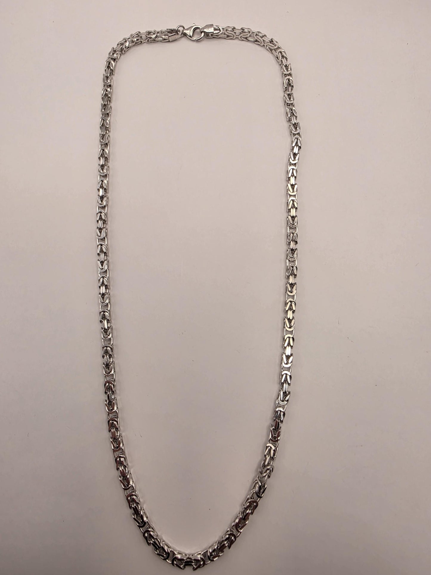 Sterling Silver Byzantine Chain Necklace 20 Inch 3.77mm Mens Woven Link 29.4 Grams Oxidized Unisex Jewelry Gift for Him
