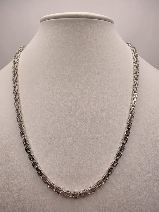 Sterling Silver Byzantine Chain Necklace 20 Inch 3.77mm Mens Woven Link 29.4 Grams Oxidized Unisex Jewelry Gift for Him