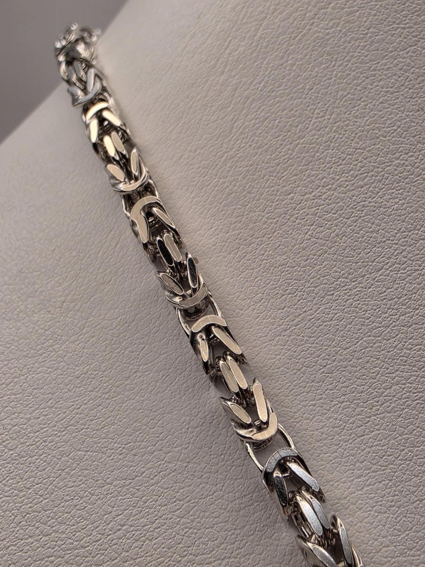 Sterling Silver Byzantine Chain Necklace 20 Inch 3.77mm Mens Woven Link 29.4 Grams Oxidized Unisex Jewelry Gift for Him