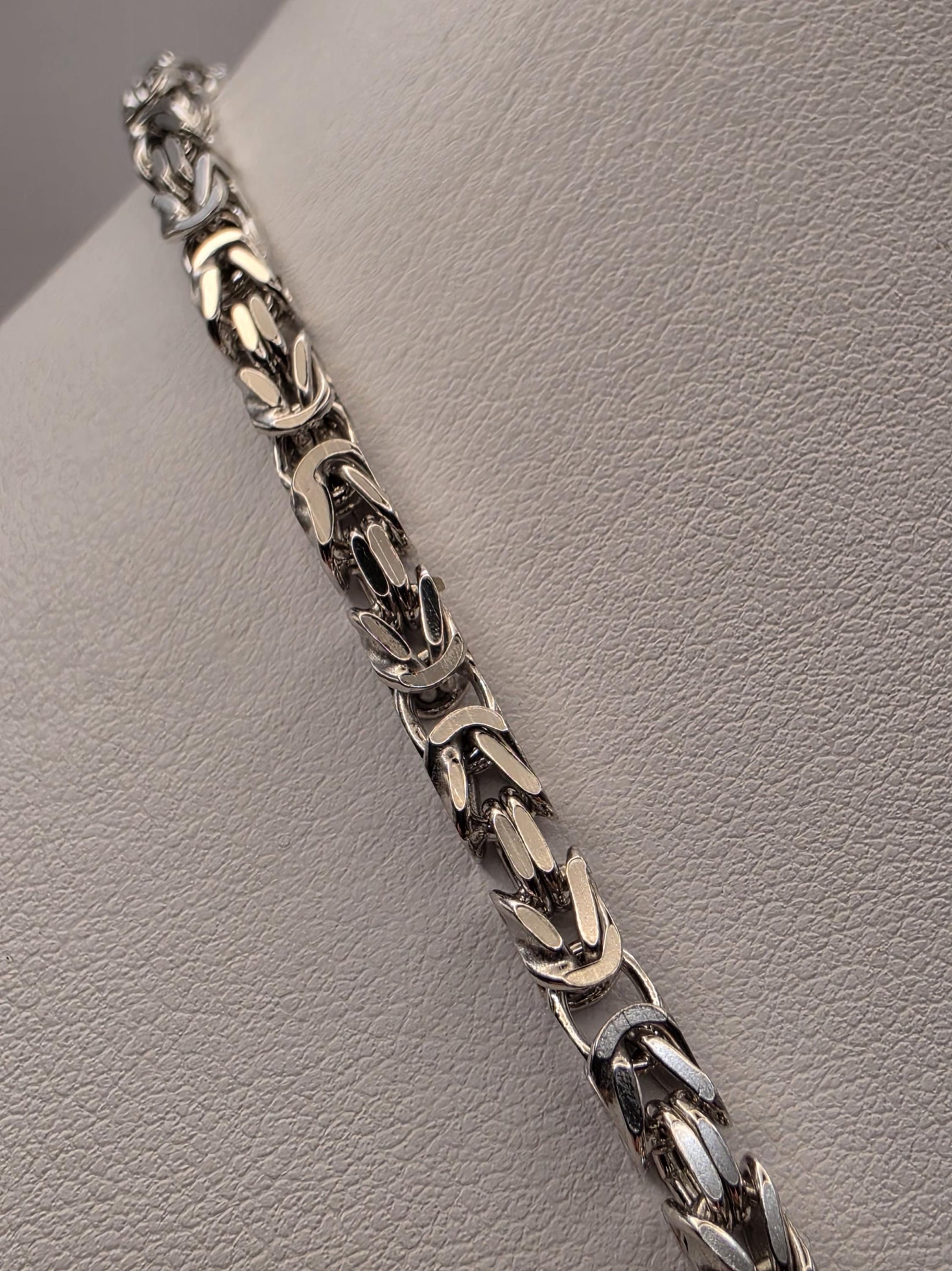 Sterling Silver Byzantine Chain Necklace 20 Inch 3.77mm Mens Woven Link 29.4 Grams Oxidized Unisex Jewelry Gift for Him