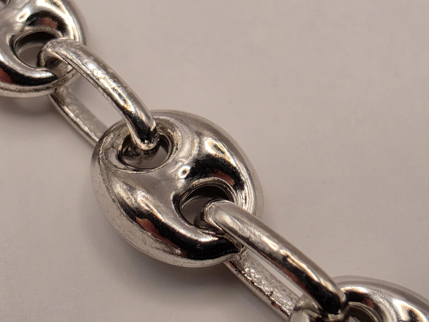 Sterling Silver Mariner Chain Necklace 22 Inch 6mm Coffee Bean Link 21.4 Grams Nautical Unisex Jewelry Gift for Him