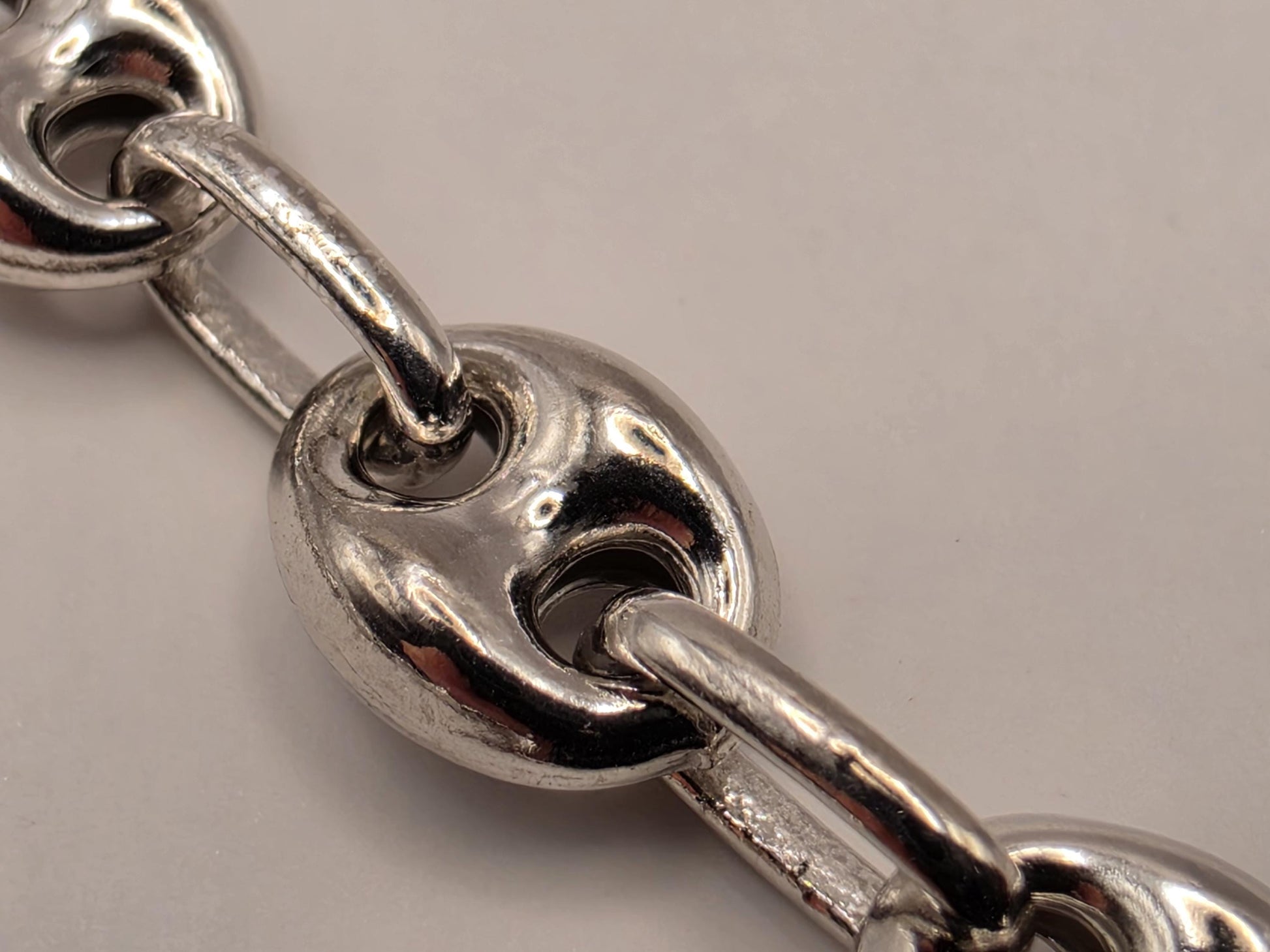 Sterling Silver Mariner Chain Necklace 22 Inch 6mm Coffee Bean Link 21.4 Grams Nautical Unisex Jewelry Gift for Him