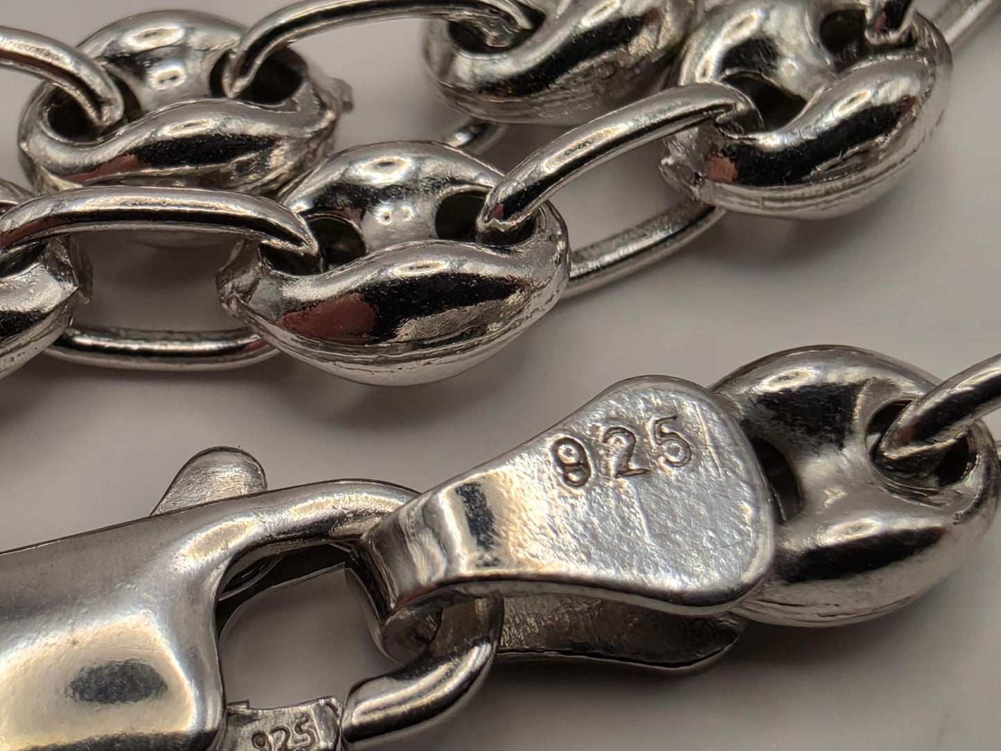 Sterling Silver Mariner Chain Necklace 20 Inch 4.6mm Coffee Bean Link 13.5 Grams Unisex Nautical Jewelry Gift