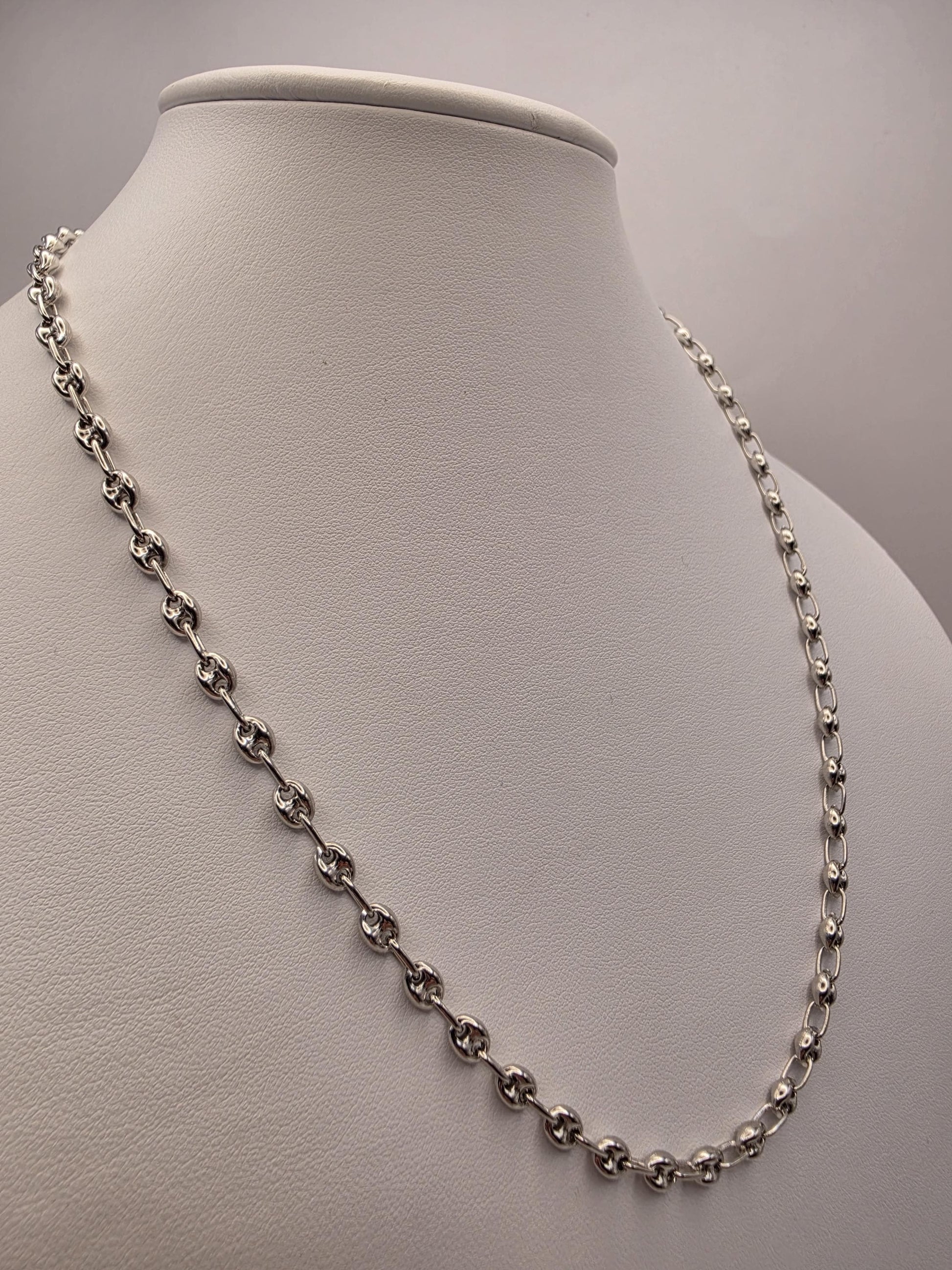 Sterling Silver Mariner Chain Necklace 20 Inch 4.6mm Coffee Bean Link 13.5 Grams Unisex Nautical Jewelry Gift
