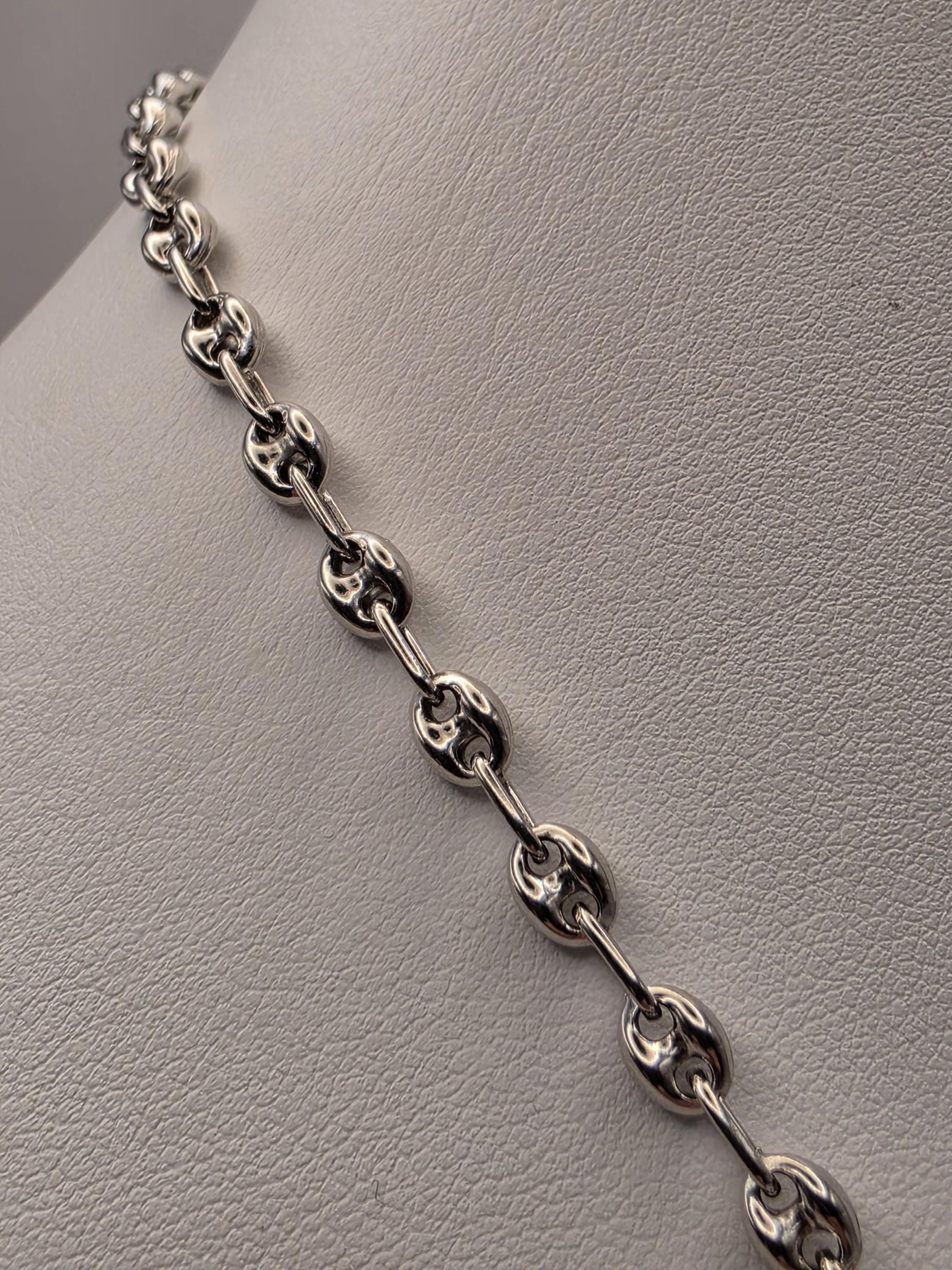 Sterling Silver Mariner Chain Necklace 20 Inch 4.6mm Coffee Bean Link 13.5 Grams Unisex Nautical Jewelry Gift