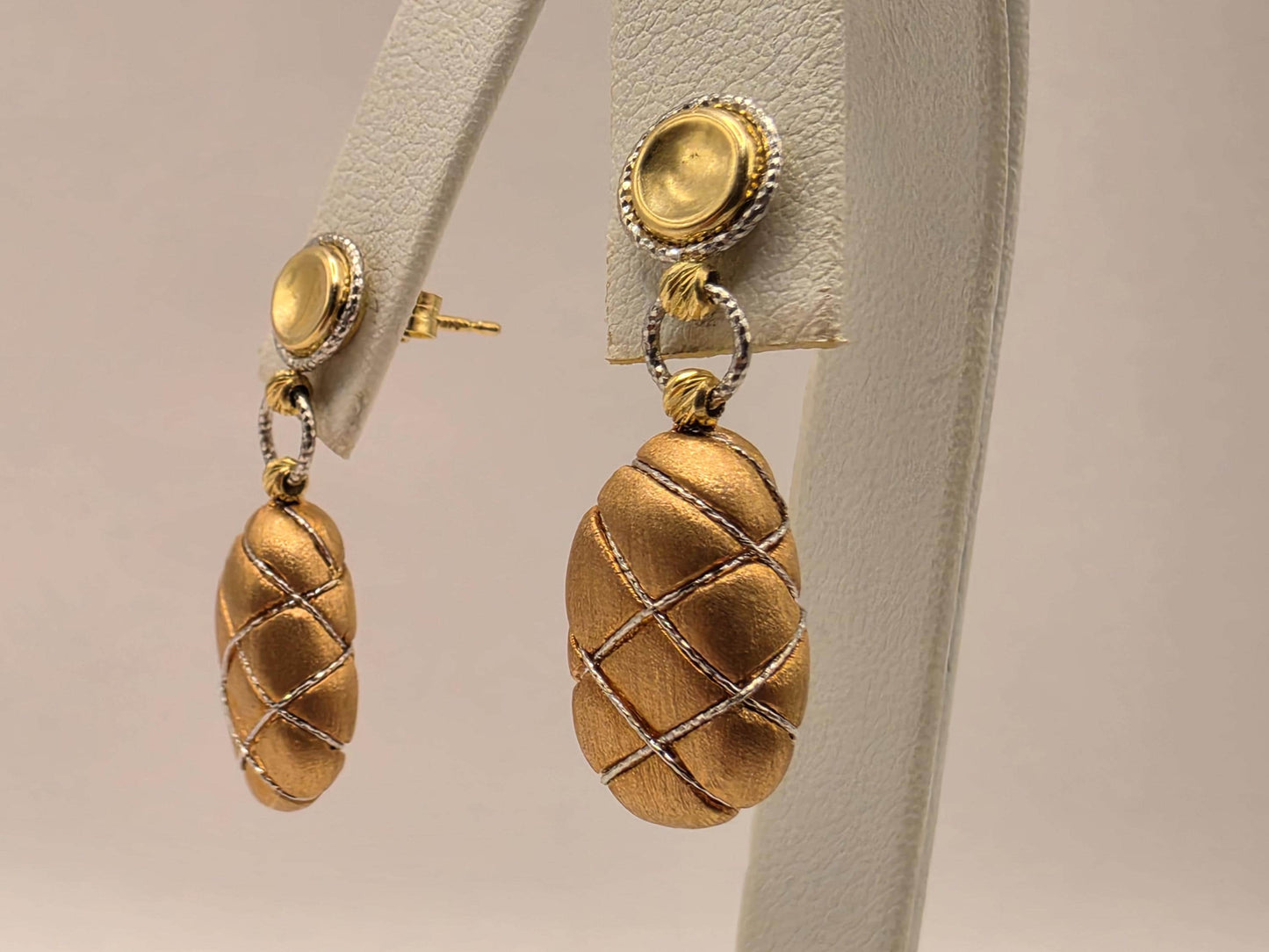14K Yellow Gold Textured Oval Drop Earrings 1 x 0.375 Inch 3.6g Solid Gold Fine Jewelry Gift for Her
