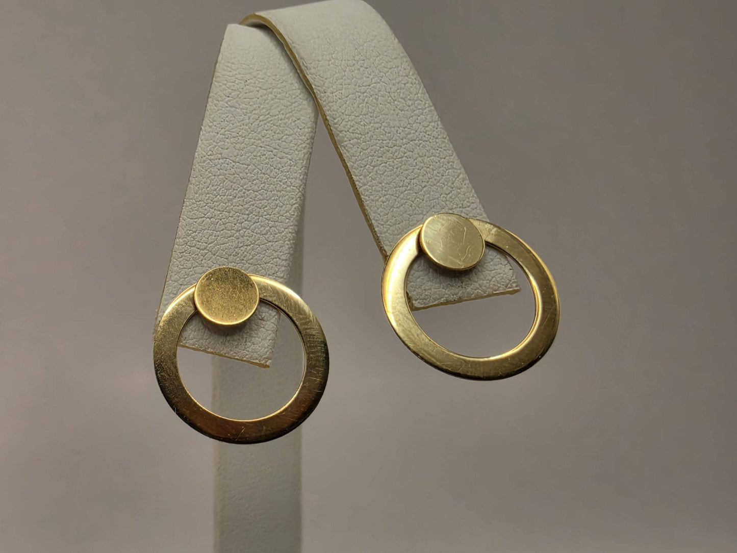 18K Yellow Gold Oval Drop Hoop Earrings 0.625 Inch 2g Solid Gold Fine Jewelry Gift for Her