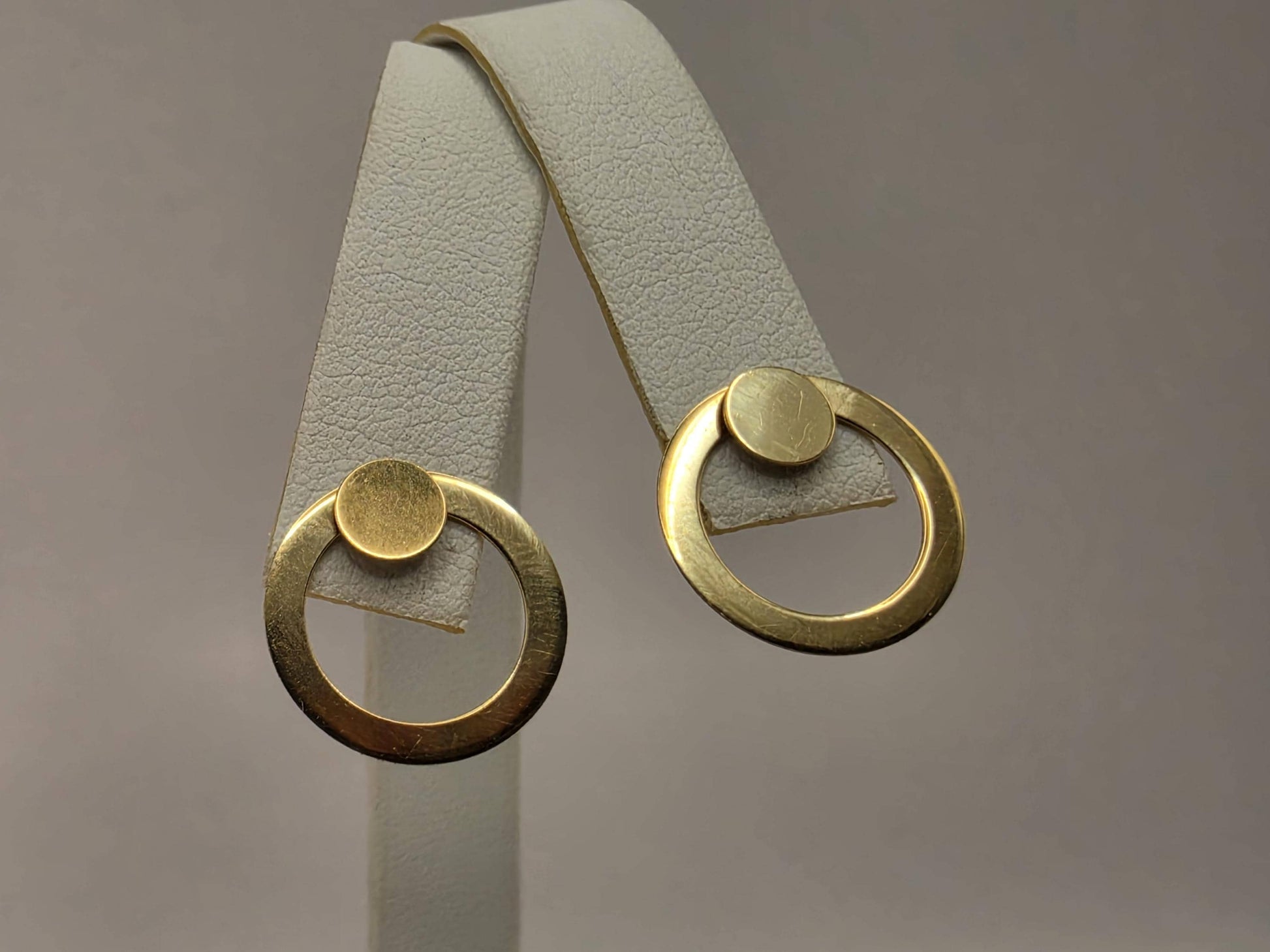 18K Yellow Gold Oval Drop Hoop Earrings 0.625 Inch 2g Solid Gold Fine Jewelry Gift for Her
