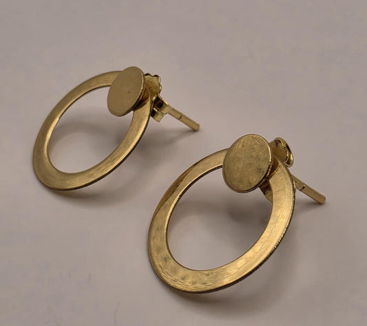 18K Yellow Gold Oval Drop Hoop Earrings 0.625 Inch 2g Solid Gold Fine Jewelry Gift for Her