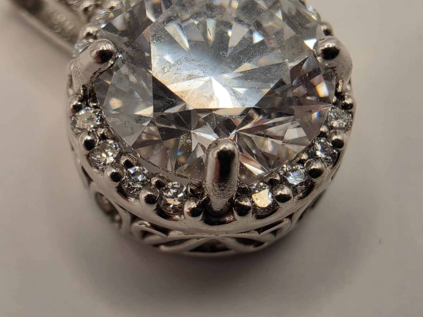 14K White Gold Lab Diamond Solitaire Pendant Necklace 18 Inch 2.8g Solid Gold Fine Jewelry Gift for Her