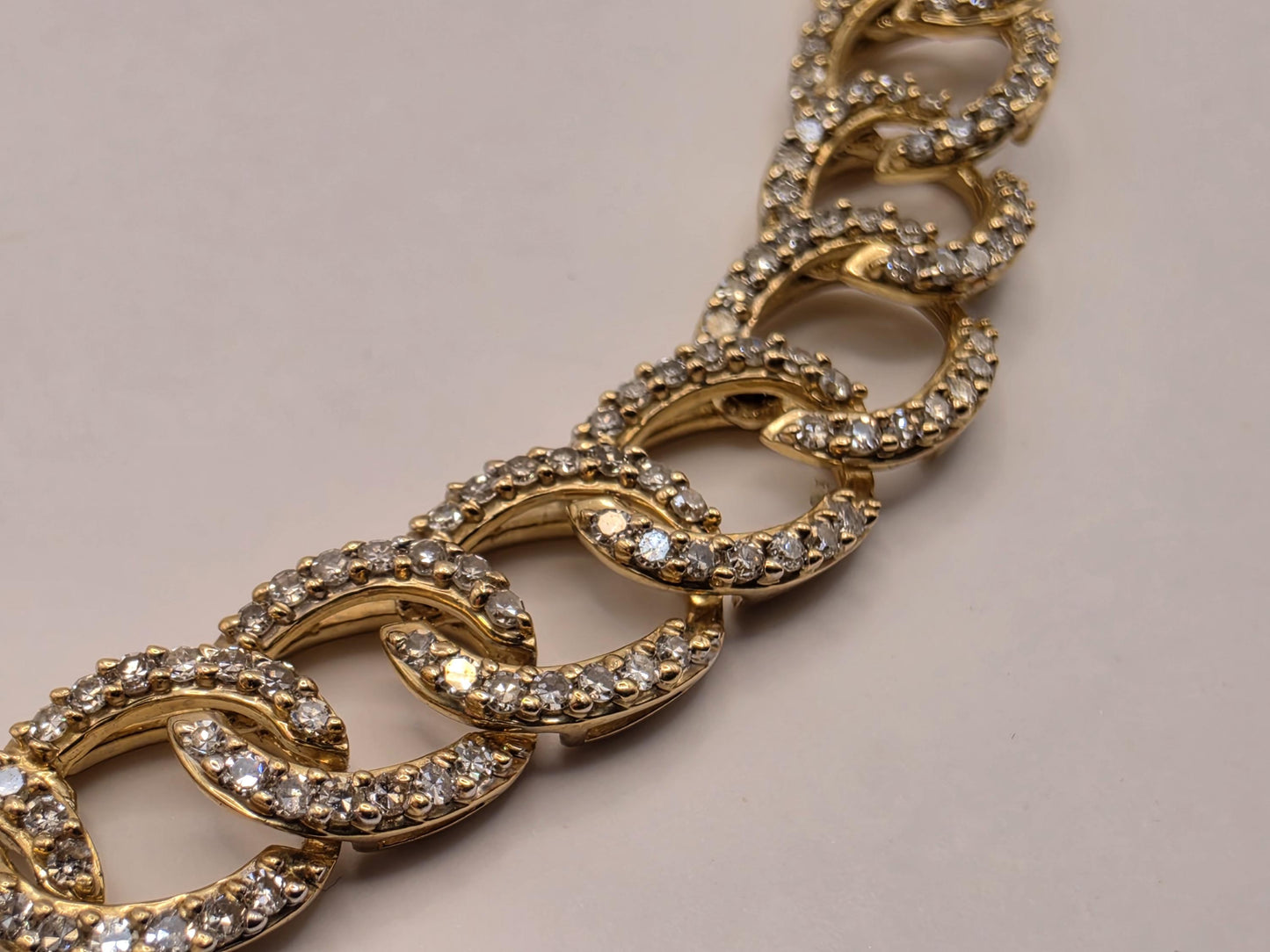 10K Yellow Gold Natural Diamond Curb Station Necklace 26 Inch 12.8g Solid Gold Fine Jewelry Gift for Her