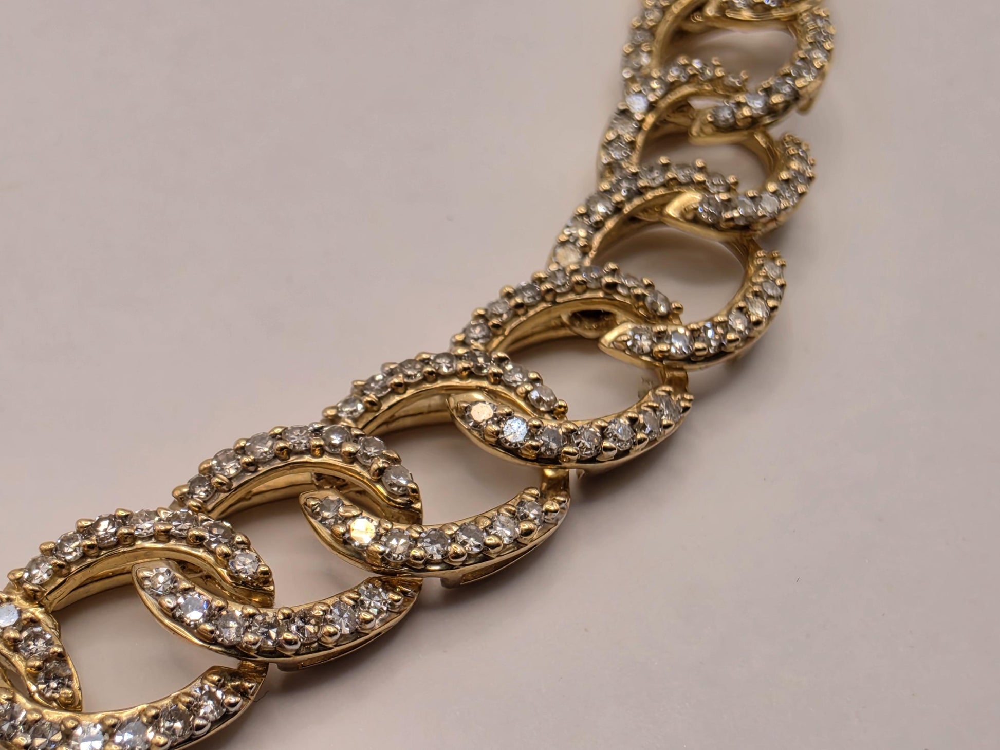 10K Yellow Gold Natural Diamond Curb Station Necklace 26 Inch 12.8g Solid Gold Fine Jewelry Gift for Her