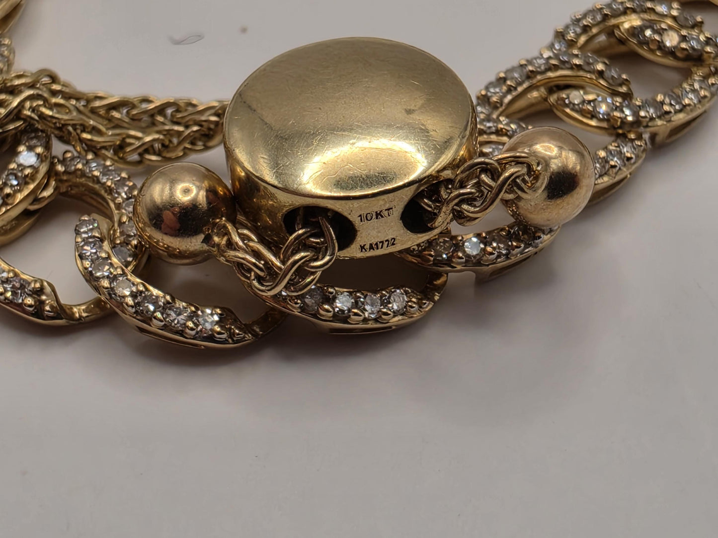 10K Yellow Gold Natural Diamond Curb Station Necklace 26 Inch 12.8g Solid Gold Fine Jewelry Gift for Her