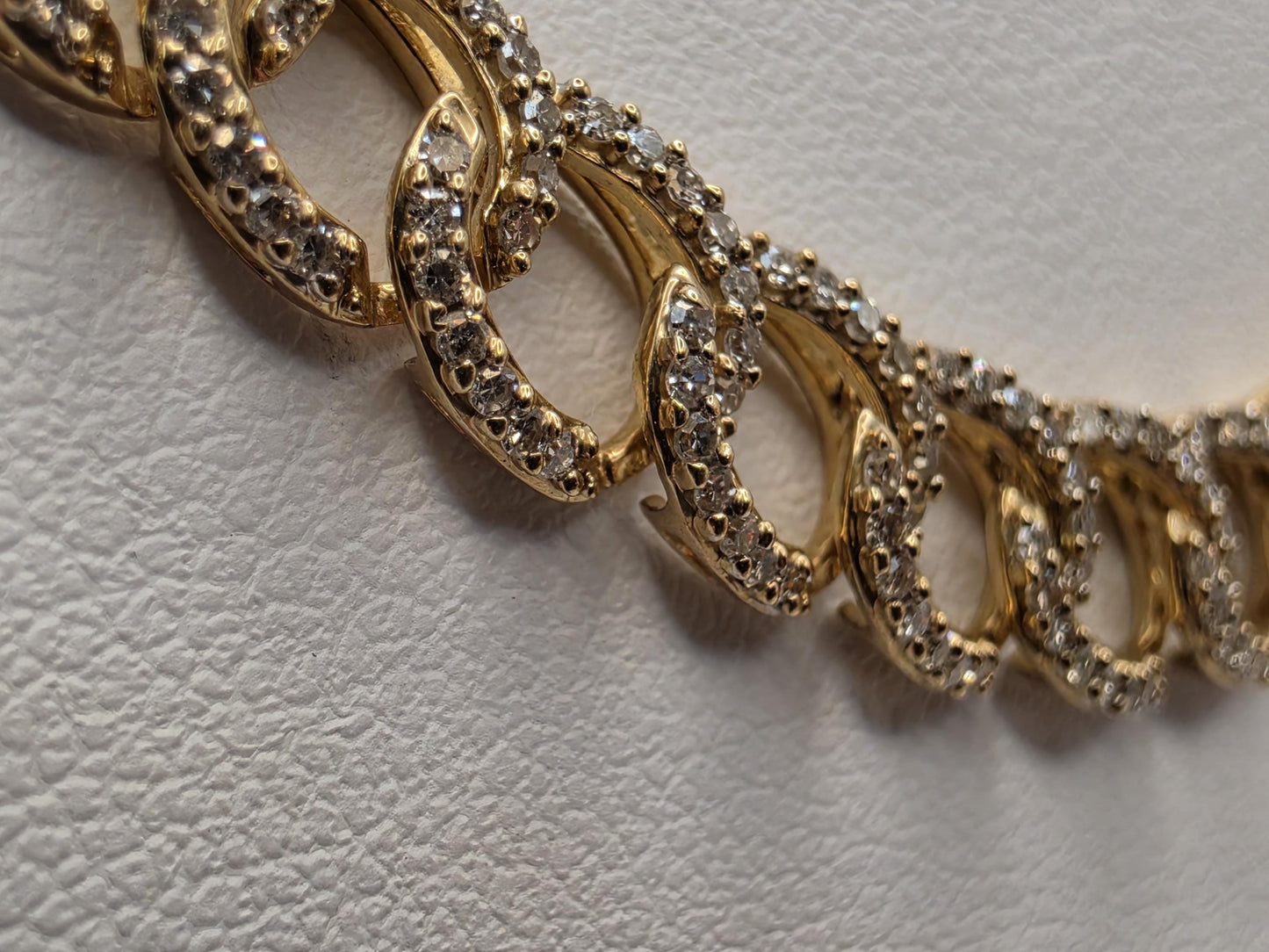 10K Yellow Gold Natural Diamond Curb Station Necklace 26 Inch 12.8g Solid Gold Fine Jewelry Gift for Her