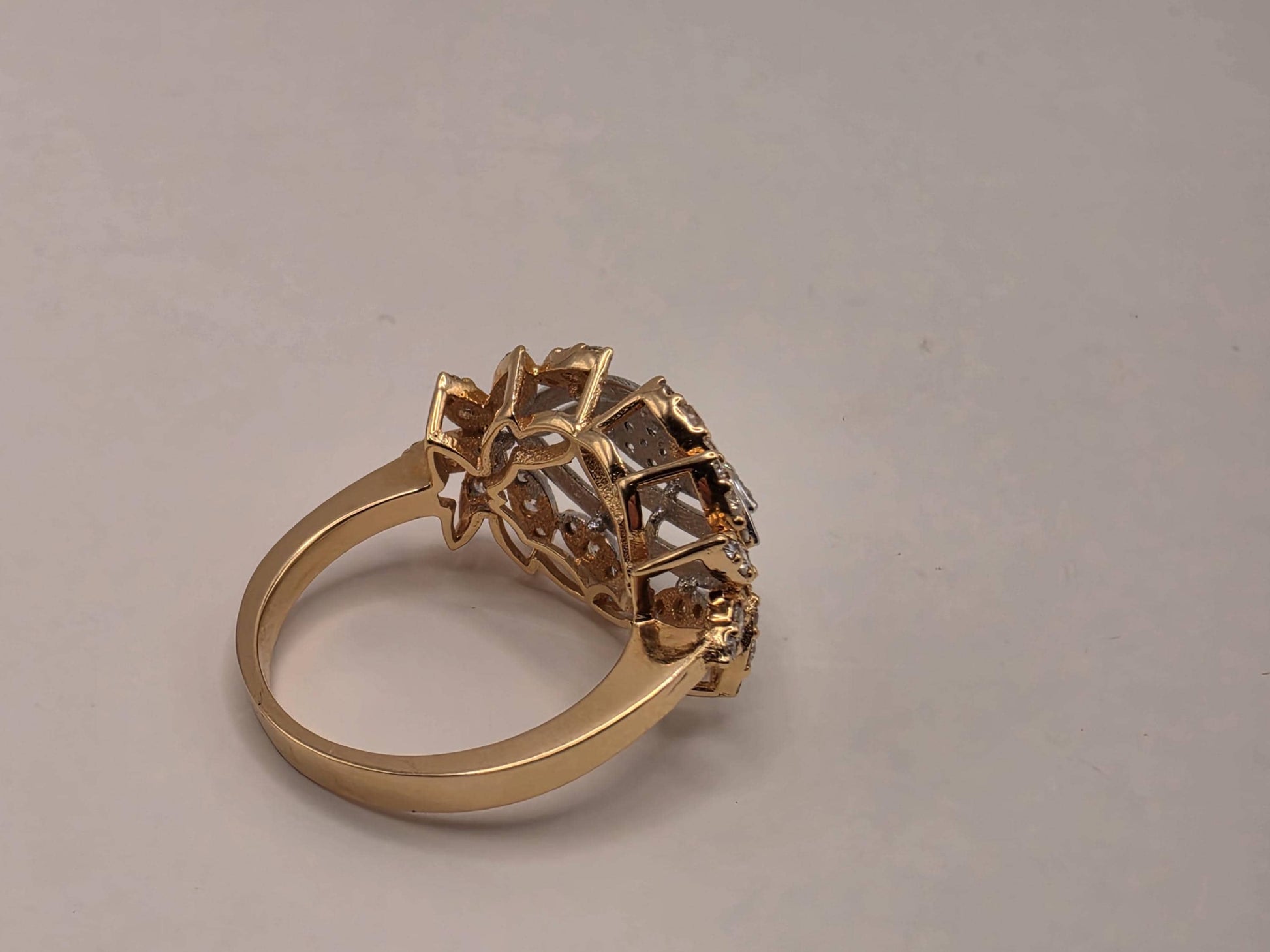 18K Yellow Gold Natural Diamond Evil Eye Statement Ring Size 7 5.79g Solid Gold Protection Amulet Fine Jewelry