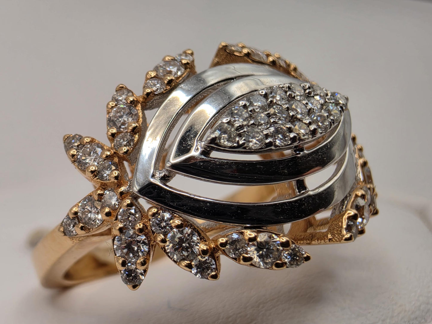 18K Yellow Gold Natural Diamond Evil Eye Statement Ring Size 7 5.79g Solid Gold Protection Amulet Fine Jewelry