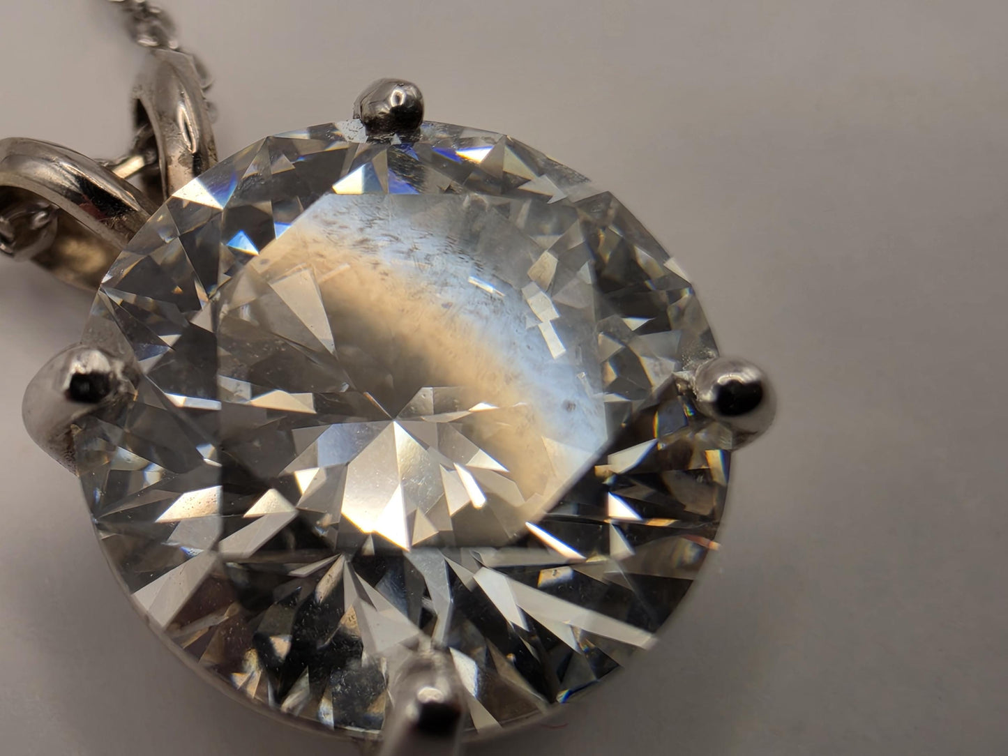 14K White Gold 4.11 CT Lab Diamond Solitaire Necklace 20 Inch 4g Solid Gold Fine Jewelry Gift for Her