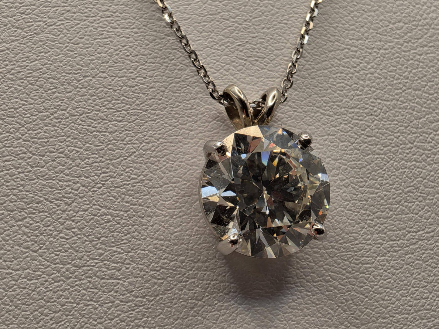 14K White Gold 4.11 CT Lab Diamond Solitaire Necklace 20 Inch 4g Solid Gold Fine Jewelry Gift for Her