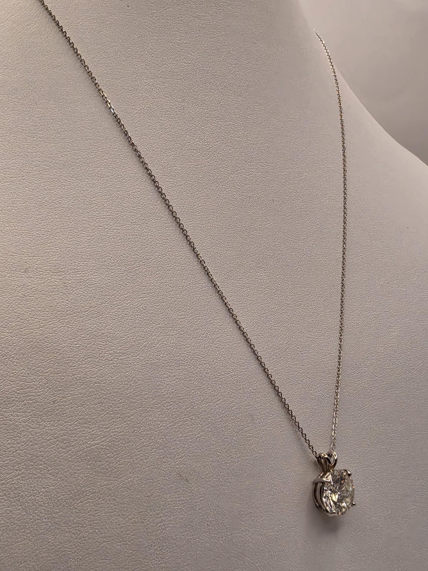 14K White Gold 4.11 CT Lab Diamond Solitaire Necklace 20 Inch 4g Solid Gold Fine Jewelry Gift for Her