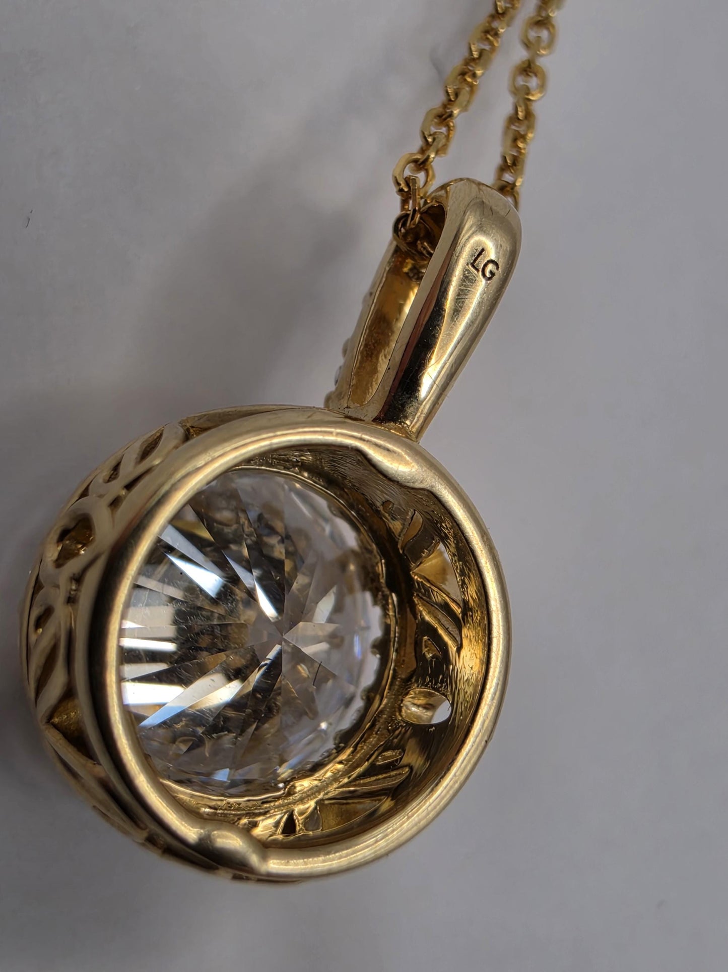 14K Yellow Gold Lab Diamond Halo Pendant Necklace 18 Inch 2.8g Solid Gold Fine Jewelry Gift for Her