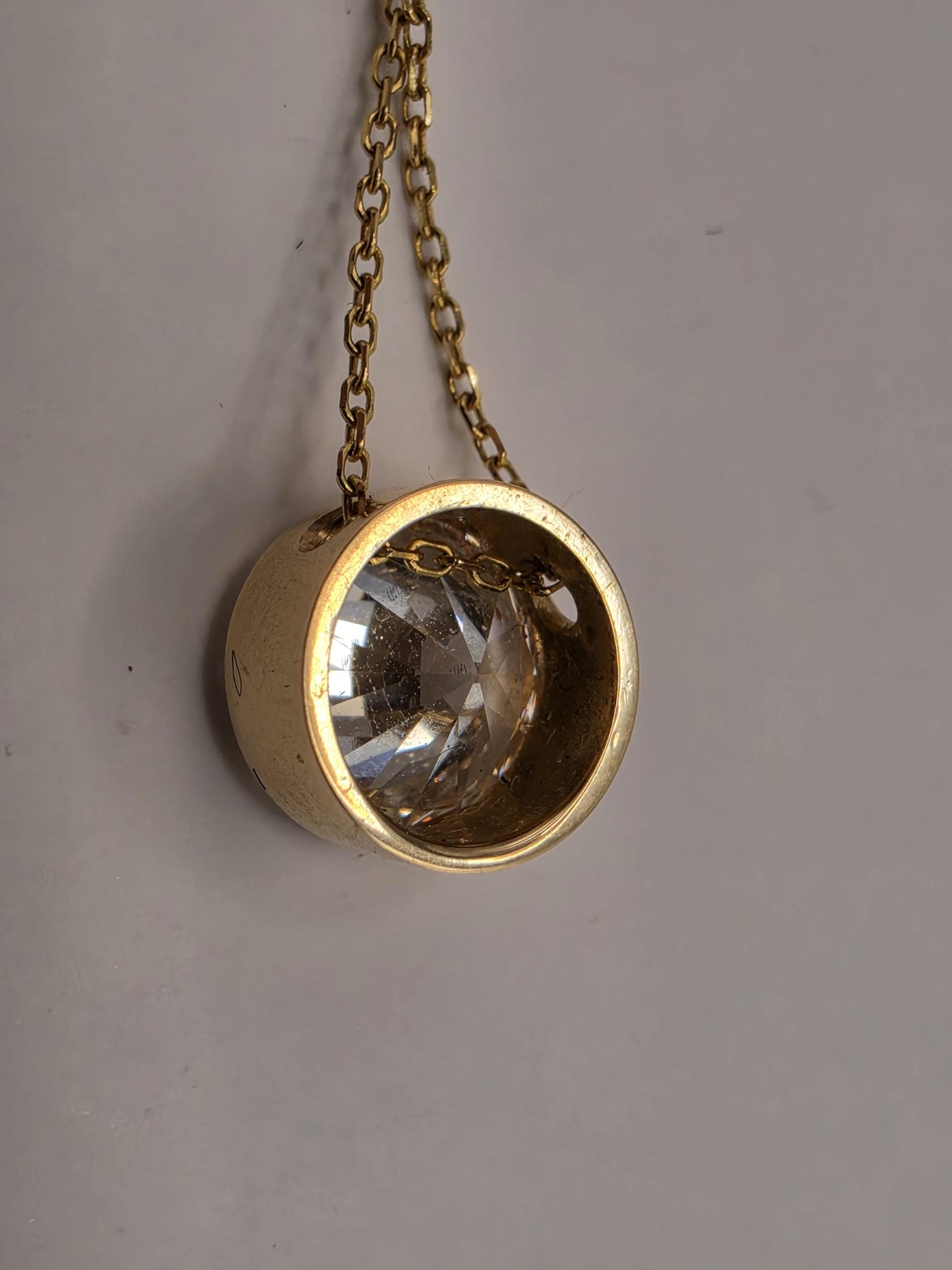 14K Yellow Gold Lab Diamond Bezel Pendant Necklace 19 Inch 2.2g Solid Gold Fine Jewelry Gift for Her