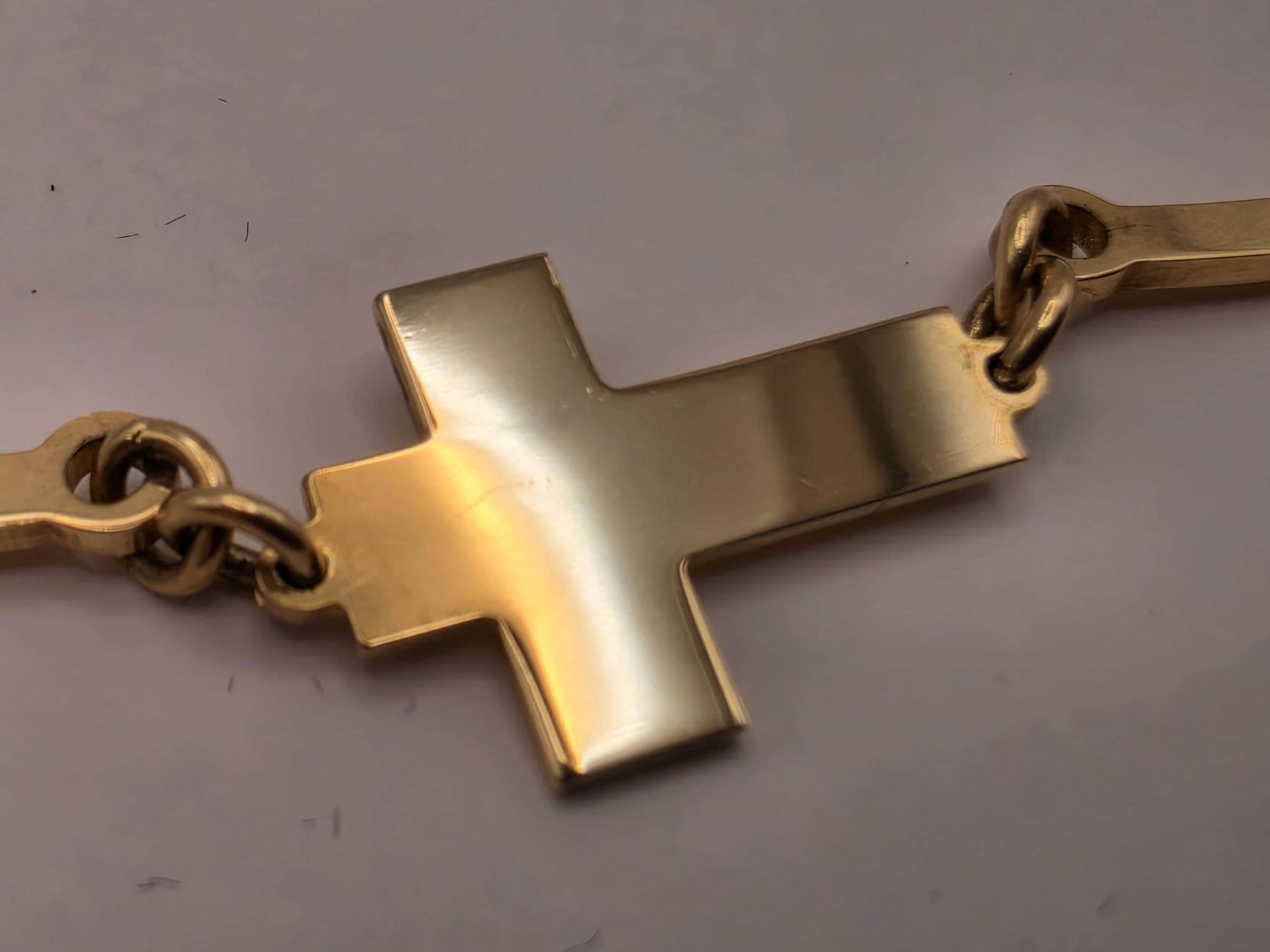 14K Yellow Gold Cross Bar Bracelet Adjustable 6.5 Inch 6.5 Inch adjustable 7.3g Solid Gold Religious Fine Jewelry Gift