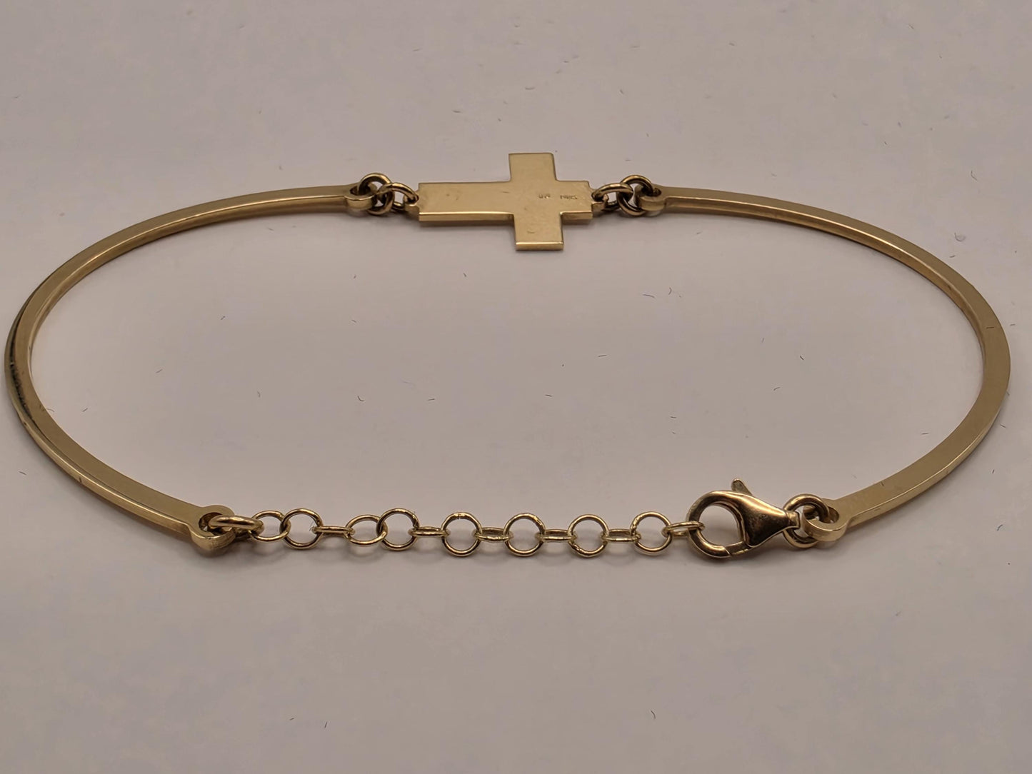14K Yellow Gold Cross Bar Bracelet Adjustable 6.5 Inch 6.5 Inch adjustable 7.3g Solid Gold Religious Fine Jewelry Gift