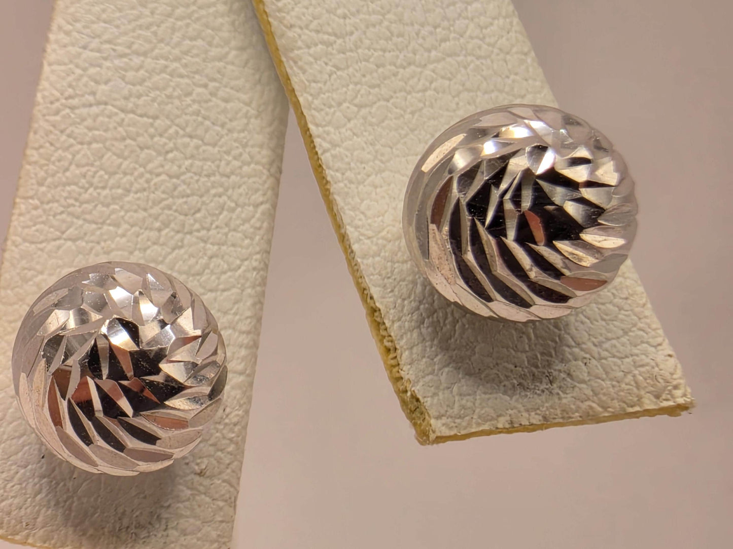 14K White Gold Faceted Ball Stud Earrings 0.25 Inch 2g Solid Gold Fine Jewelry Gift for Her