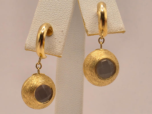 14K Yellow Gold Smoky Quartz Drop Earrings 0.375 Inch 3.2g Solid Gold Fine Jewelry Gift for Her