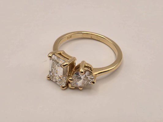 14K Yellow Gold Two-Stone Bypass Ring Size 7 3.7g
