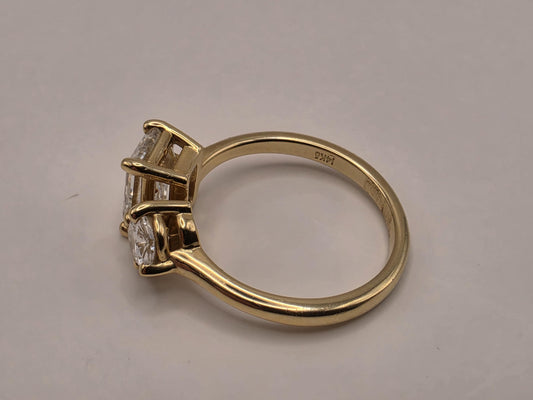 14K Yellow Gold Two-Stone Bypass Ring Size 7 3.7g Solid Gold Statement Fine Jewelry Gift