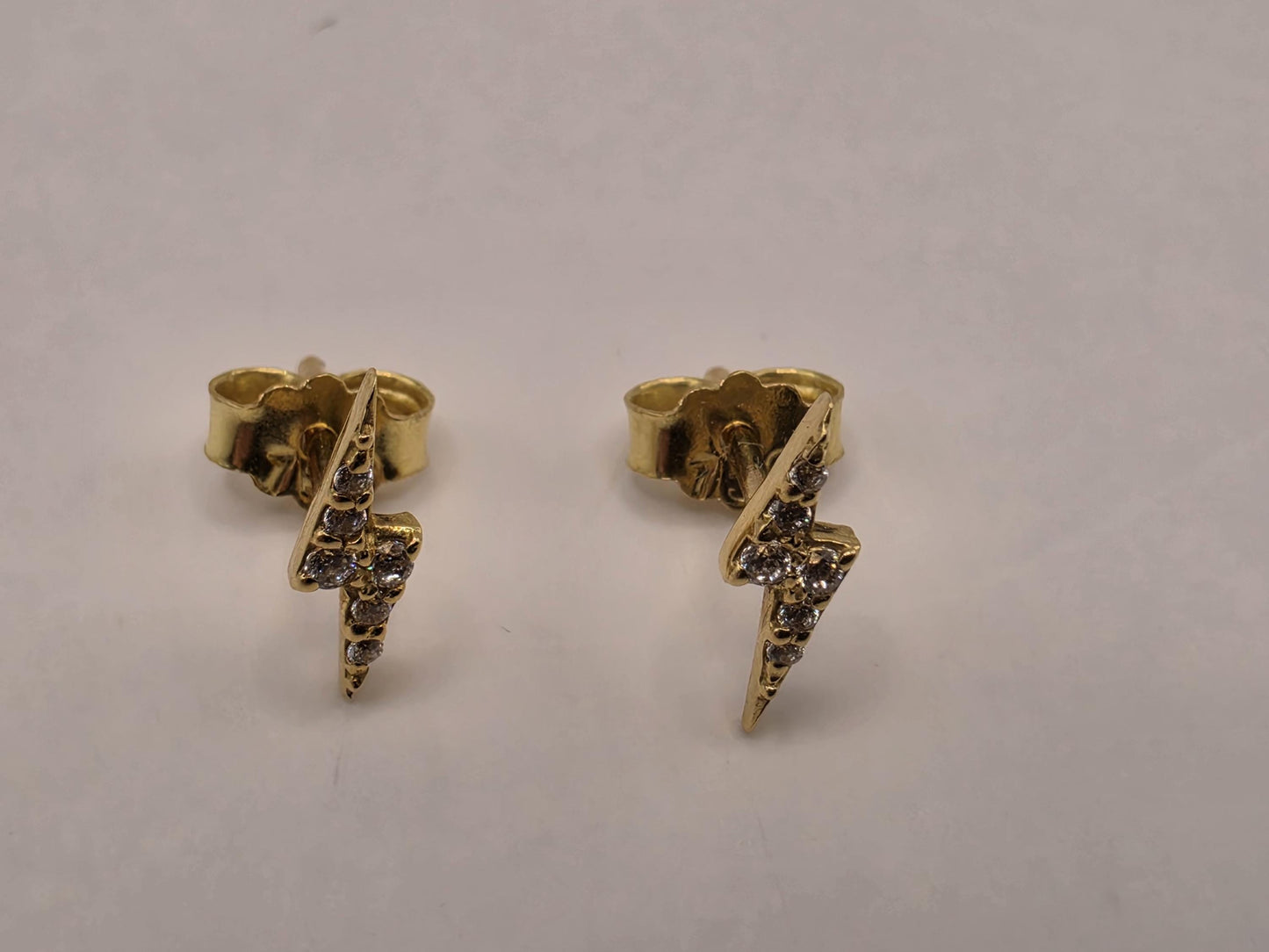 18K Yellow Gold Petite Celestial Stud Earrings 0.375 x 0.125 Inch 0.6g Solid Gold Fine Jewelry Gift for Her