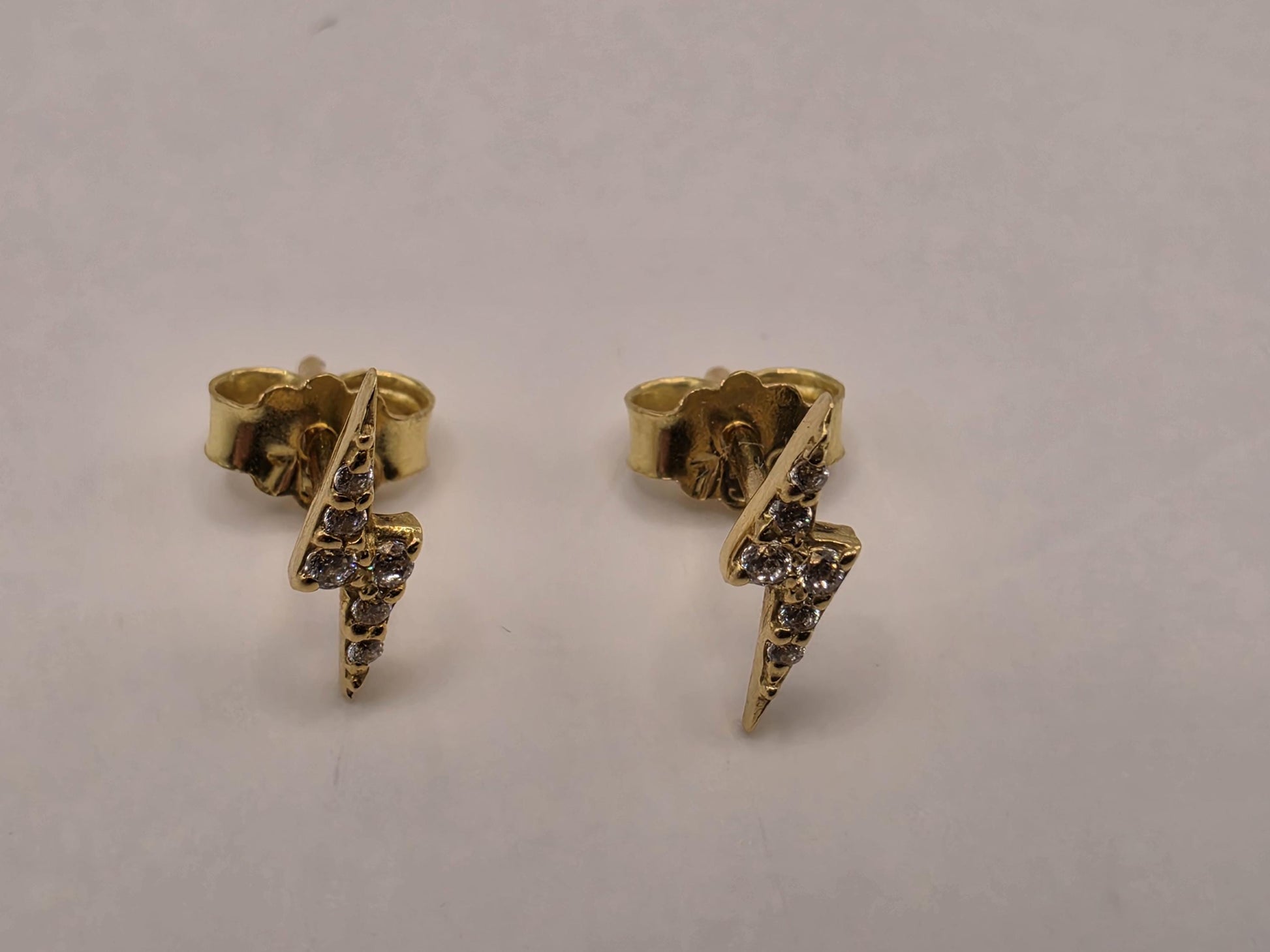 18K Yellow Gold Petite Celestial Stud Earrings 0.375 x 0.125 Inch 0.6g Solid Gold Fine Jewelry Gift for Her