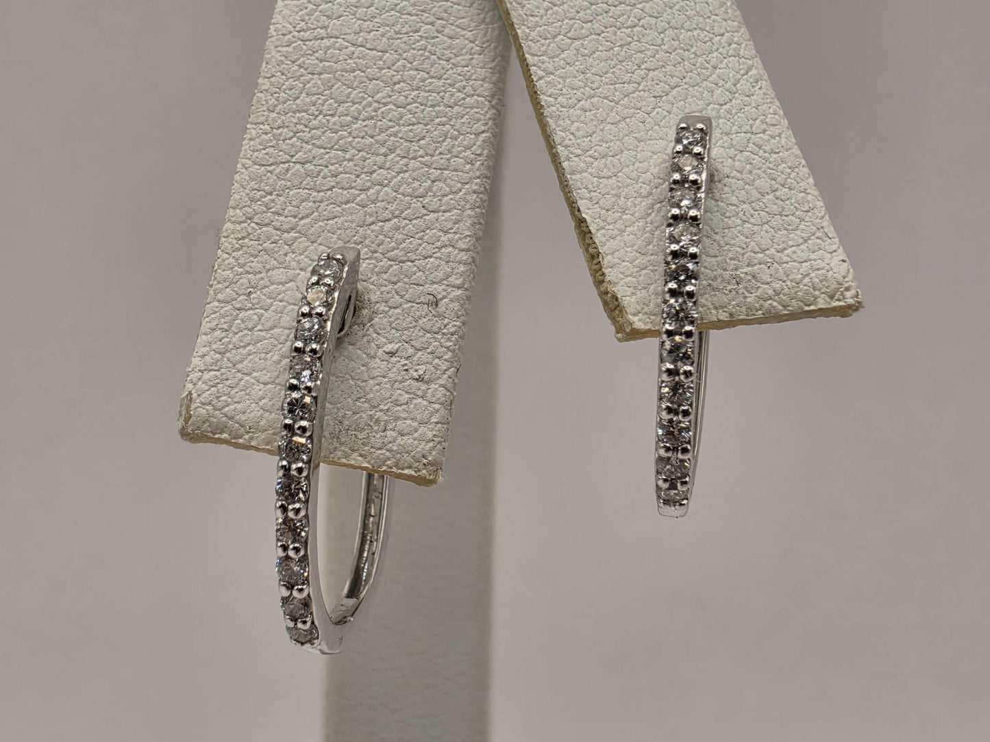 14K White Gold CZ Huggie Hoop Earrings 0.5 Inch 1.4g Cubic Zirconia Solid Gold Fine Jewelry Gift for Her