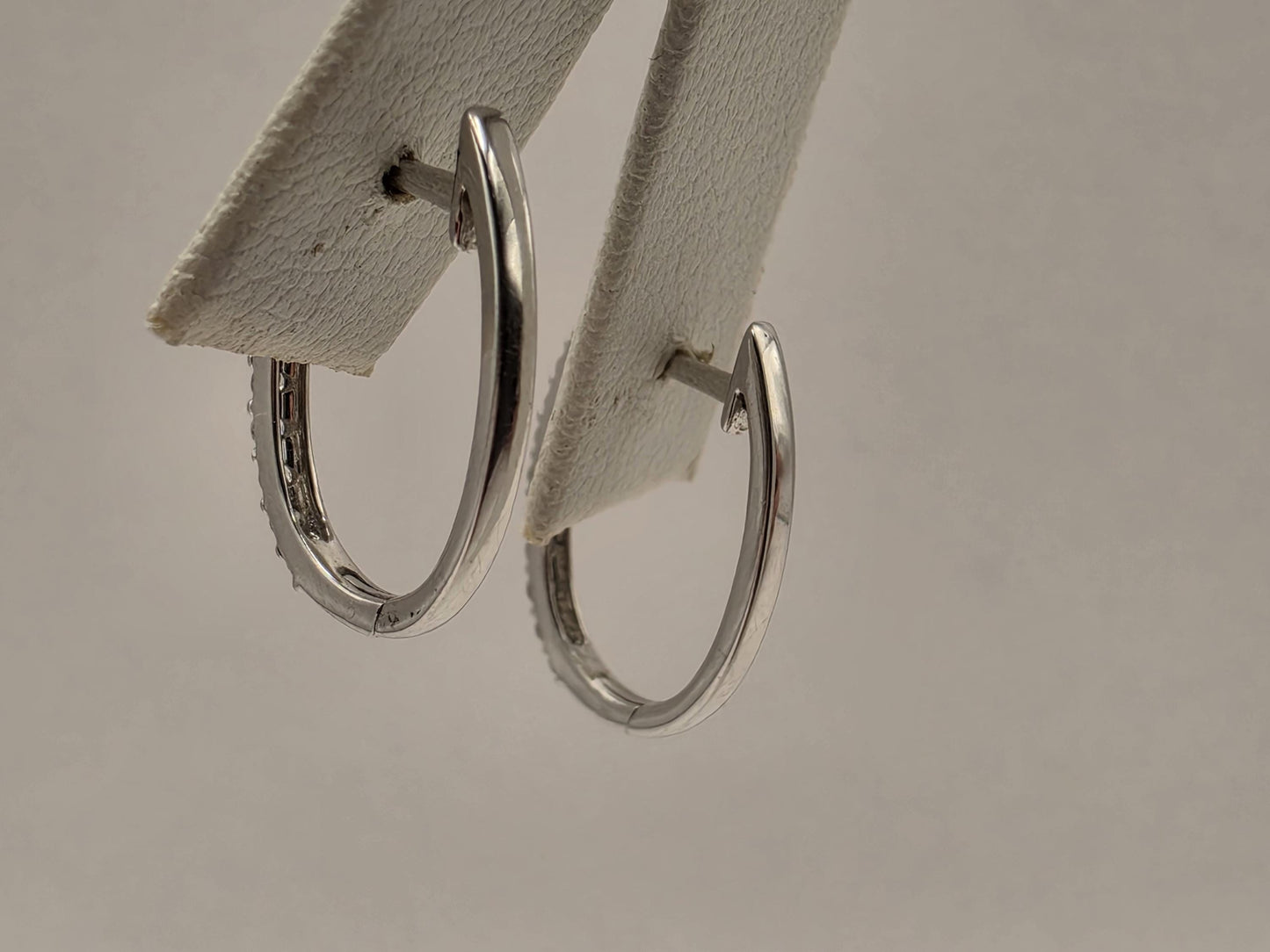 14K White Gold CZ Huggie Hoop Earrings 0.5 Inch 1.4g Cubic Zirconia Solid Gold Fine Jewelry Gift for Her