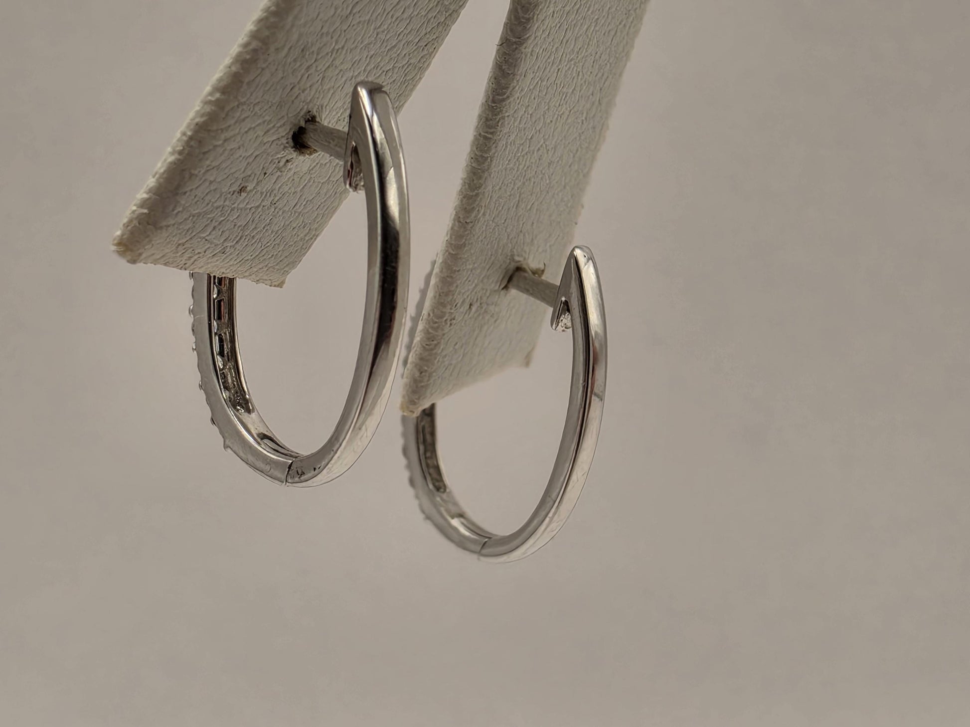 14K White Gold CZ Huggie Hoop Earrings 0.5 Inch 1.4g Cubic Zirconia Solid Gold Fine Jewelry Gift for Her