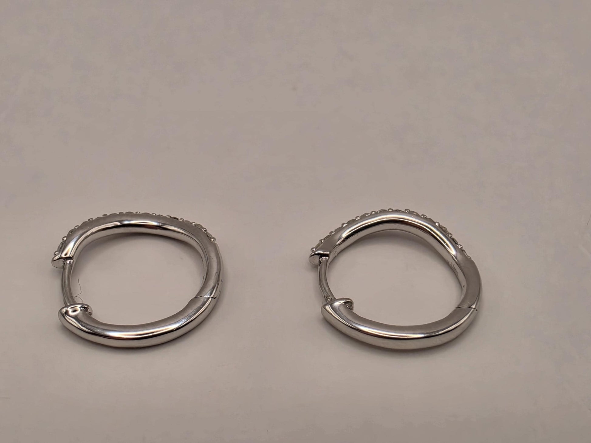18K White Gold CZ Hoop Earrings 0.5 Inch 1.4g Cubic Zirconia Solid Gold Fine Jewelry Gift for Her