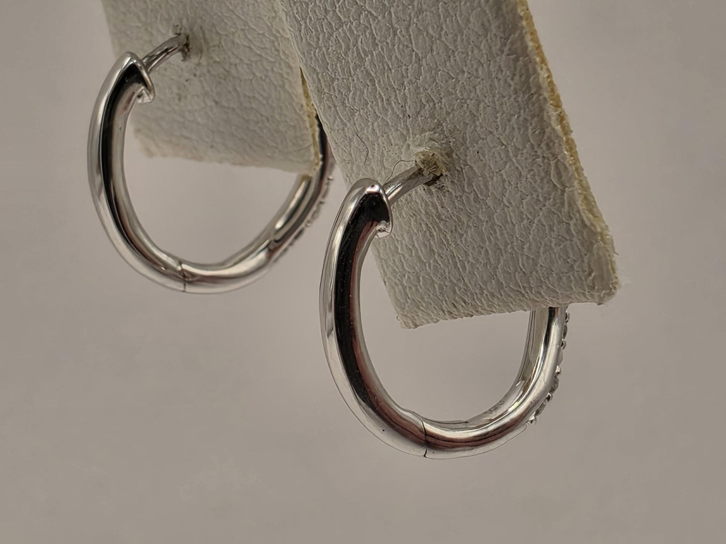 18K White Gold CZ Hoop Earrings 0.5 Inch 1.4g Cubic Zirconia Solid Gold Fine Jewelry Gift for Her