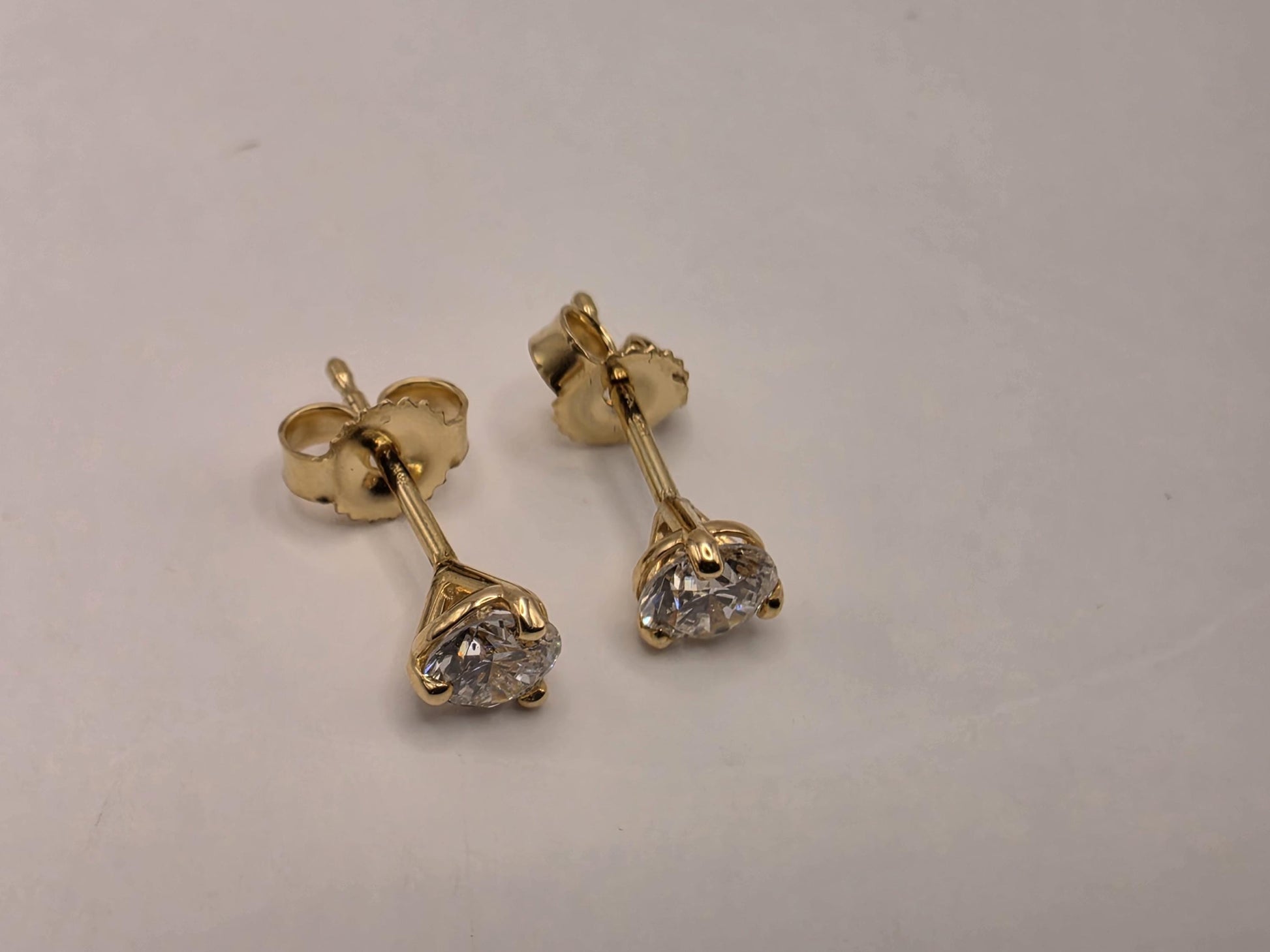 14K Yellow Gold CZ Solitaire Stud Earrings 0.25 Inch 0.6g Cubic Zirconia Solid Gold Fine Jewelry Gift for Her